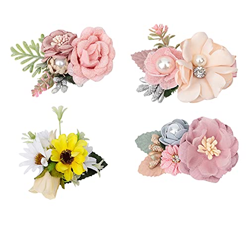 Little Hair Clips for Girls - 4-Piece Flower Hair Accessories Set, Realistic Floral Hairpins, Strong Hold Hair Clips for Kids - Perfect for School, Parties & Everyday Styling