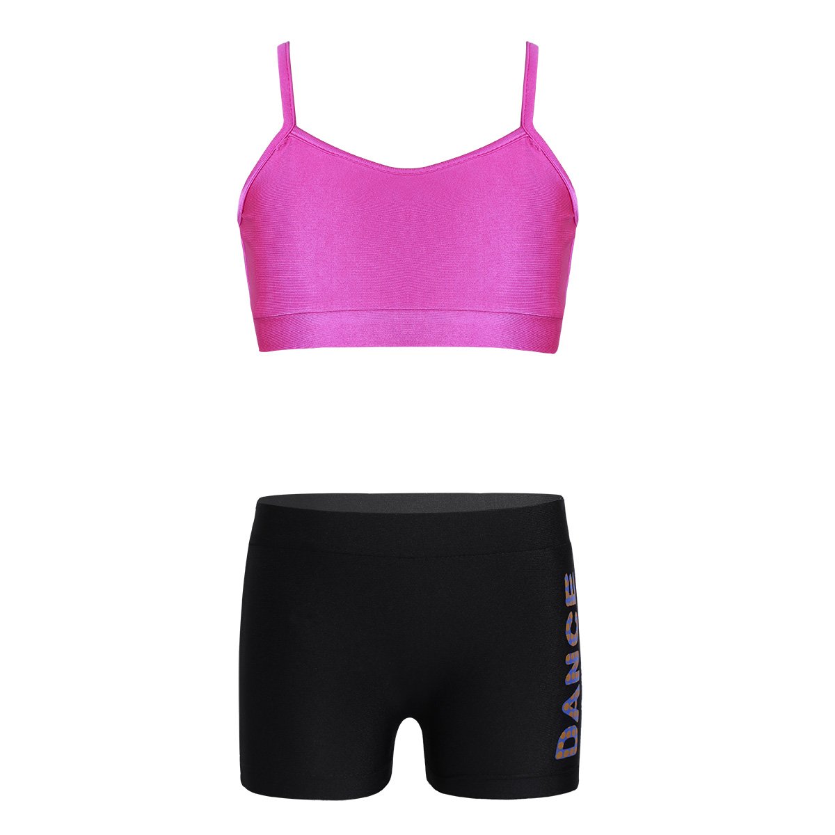 TiaoBug Girls' 2-Piece Swimsuit Set - Athletic Crop Top & Shorts for Dance, Sports, Gym, Yoga & Workout | Perfect for Beach, Pool & Active Play