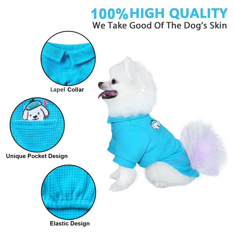 Dog T-Shirt with Sports Collar for Small & Medium Dogs - All Seasons Pet Clothing (Brilliant Blue, Size L) | Perfect for Daily Walks, Pet Parties & Outdoor Adventures