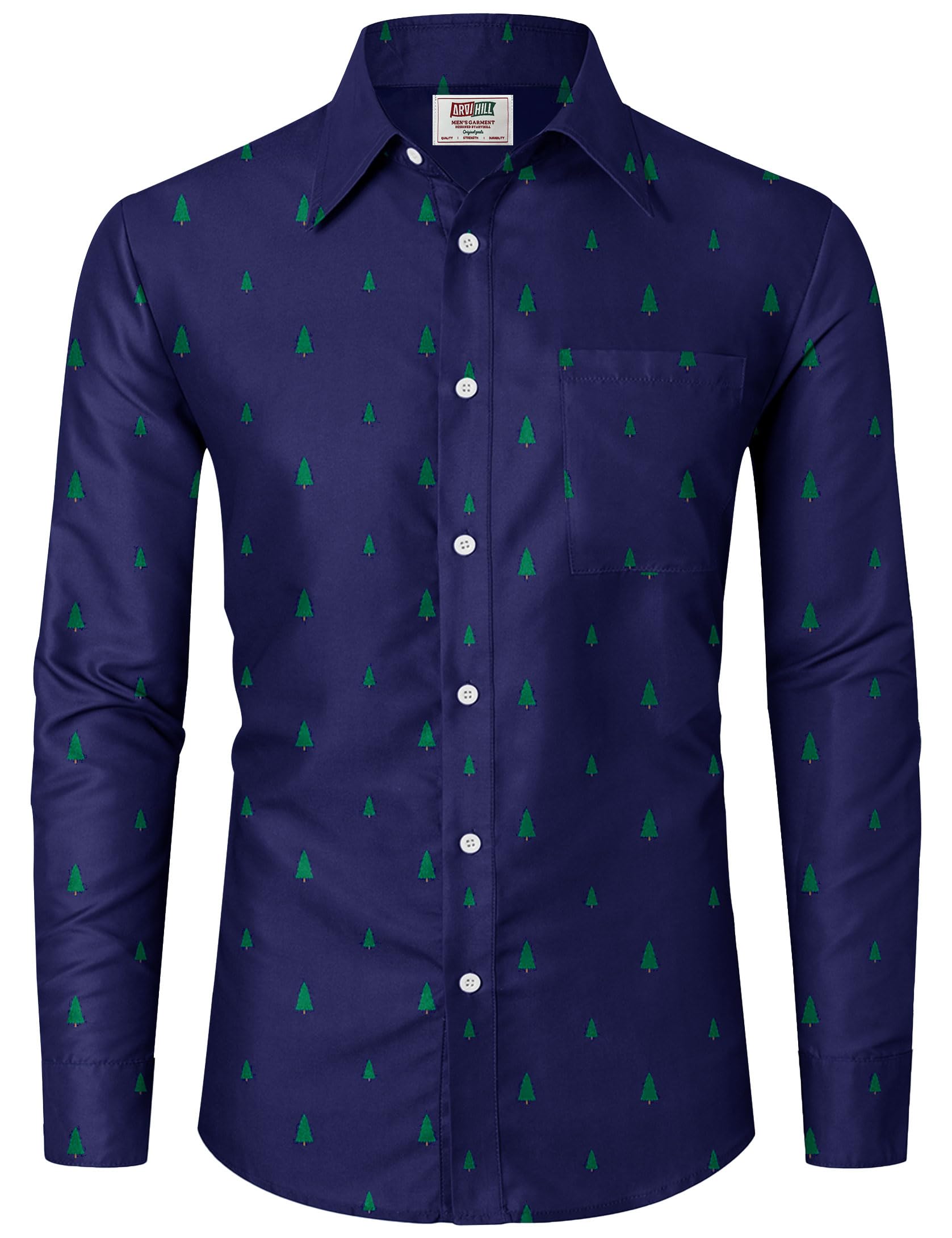 Arvilhill Men's Ugly Christmas Shirts - Long Sleeve Holiday Party Wear (S-XXL)