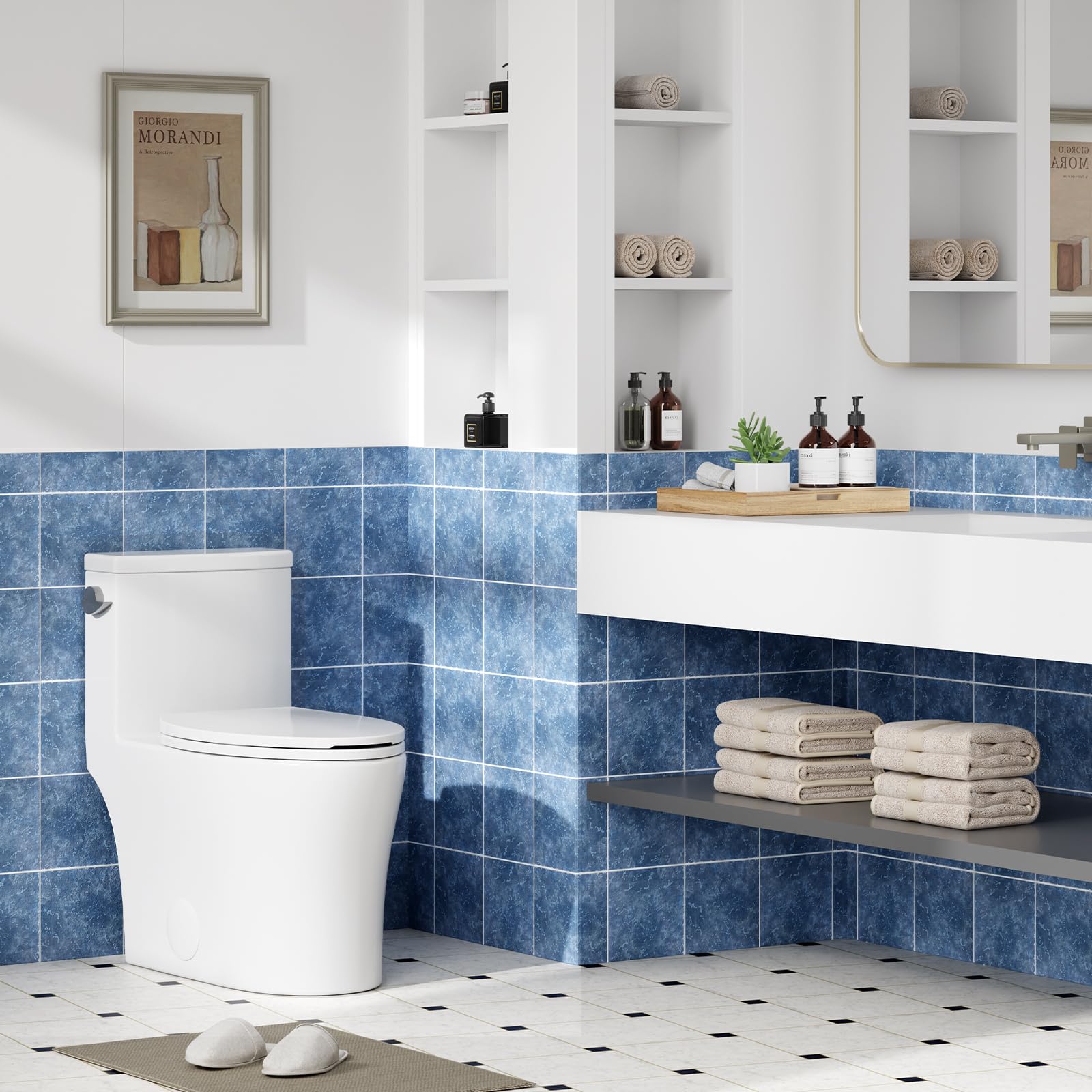 Elongated One-Piece Toilet with Soft-Close Seat | 1.28 GPF Powerful Flush | Left Side Trip Lever | 12