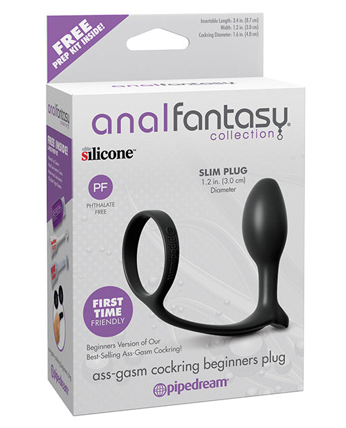 Anal Fantasy Collection - Silicone Beginner's Butt Plug Slim 3.4 Inch Black - Comfortable Anal Training Toy for Couples & Solo Play - Perfect for Beginners & Sensual Exploration