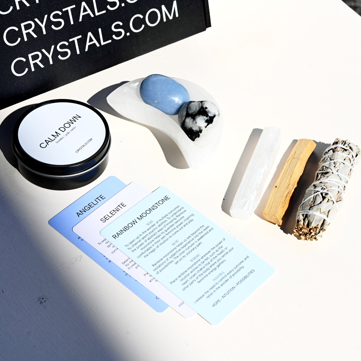 Full Moon & New Moon Crystal Ritual Kit - Healing Crystals Set for Meditation, Energy Cleansing & Spiritual Growth - Perfect for Moon Rituals, Yoga & Reiki Practice