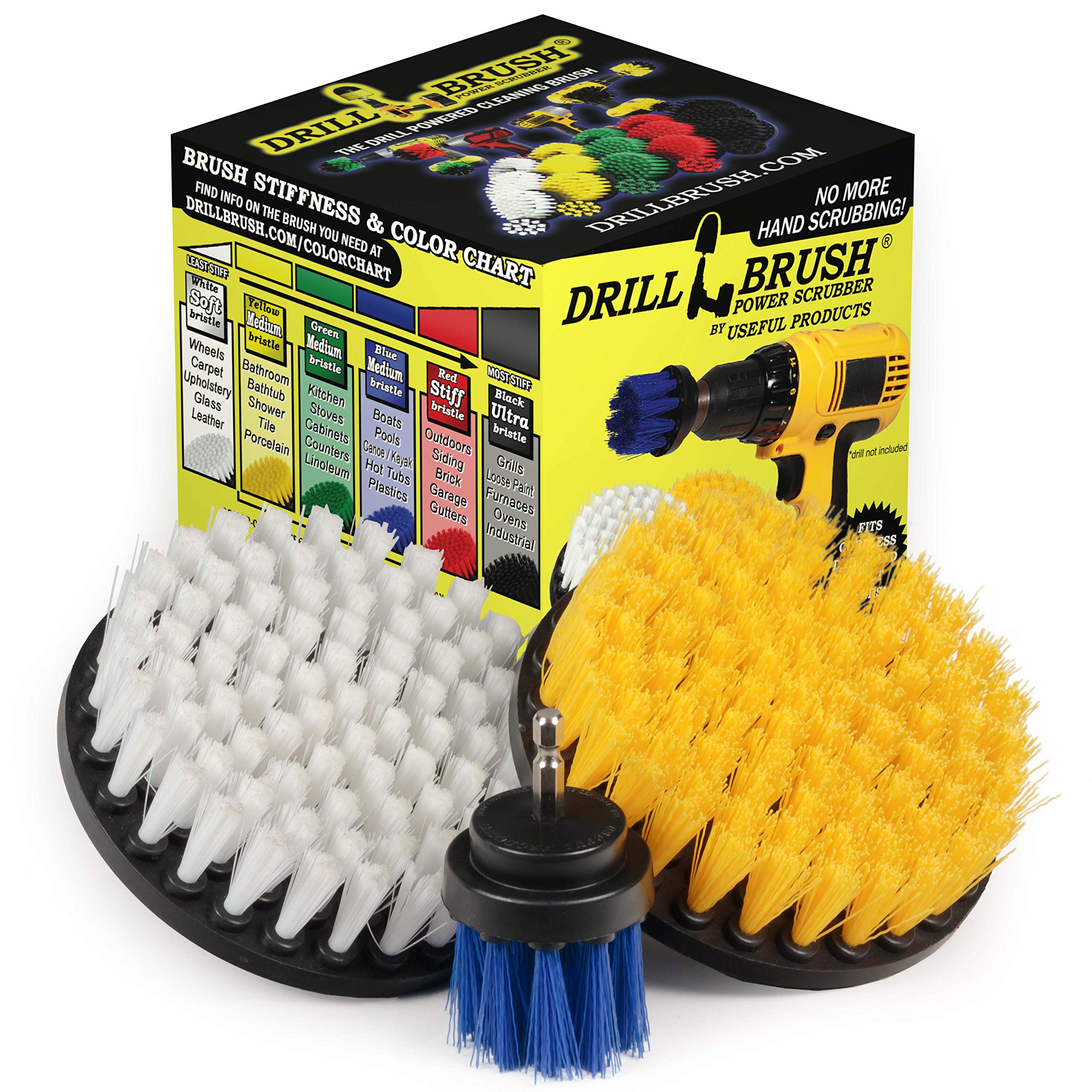 Spin Brush for Bathroom Cleaning - Heavy Duty Scrub Brush with Nylon Bristles - Soft & Thin Cleaning Brush for Tight Spaces - Tile Grout Cleaner & Boat Scrub Brush - Perfect for Shower Tiles, Kitchen Sinks & Hard-to-Reach Areas