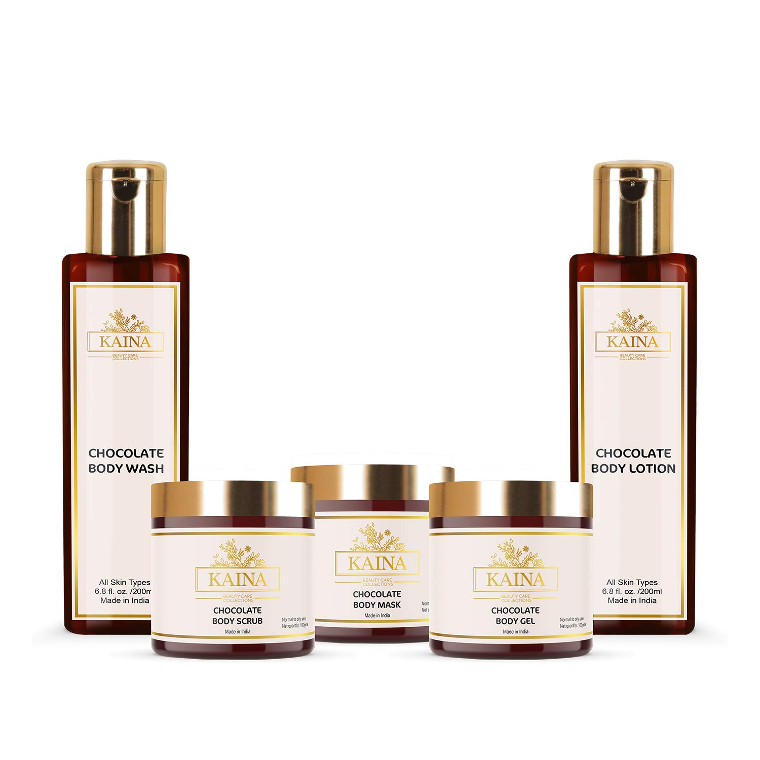 Kaina Chocolate Body Polishing Kit - Exfoliating & Moisturizing Set for Smooth Glowing Skin | Dead Skin Cell Removal, Deep Hydration Body Scrub, Gel, Lotion & Mask | Unisex Skincare Gift Set (5-Piece) | Perfect for Date Night, Spa Day & Self-Care Routine