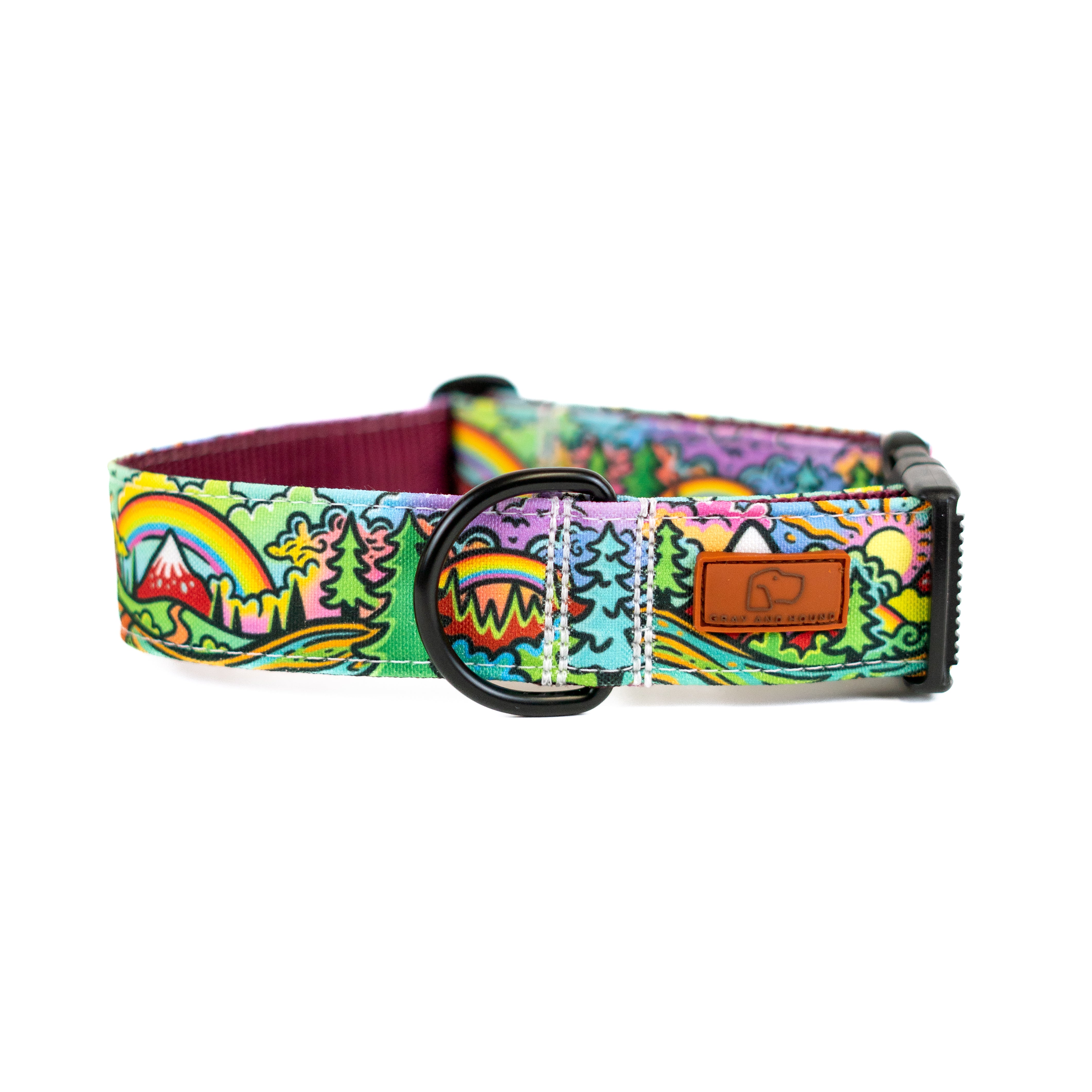 Rainbow Ridge Dog Collar - Limited Edition Artist Design Pet Collar for Small Medium Large Dogs - Perfect for Daily Walks, Training & Fashion Accessories