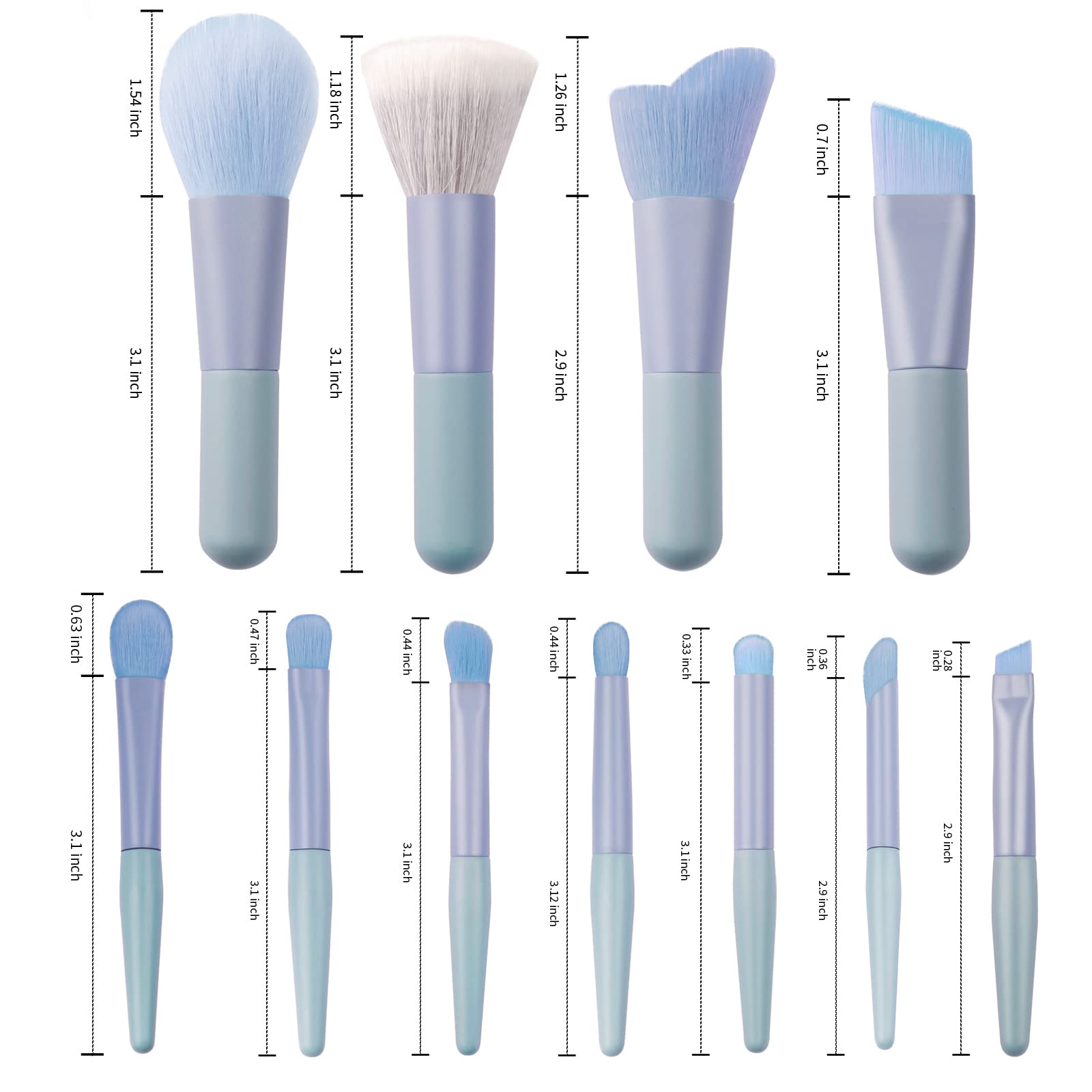 11Pcs Travel Makeup Brushes Set - Mini Portable Cosmetic Brush Kit with Travel Case for Blending, Foundation, Powder, Eyeshadow & Concealer | Perfect for On-the-Go Makeup, Vacation & Professional Use