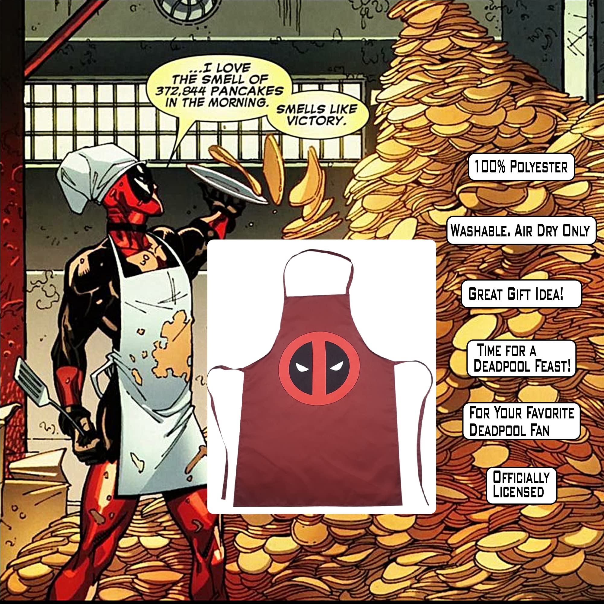 Deadpool Unisex Water-Resistant Bib Apron - Superhero Red & Black Design for Cooking, Grilling & BBQ - Perfect for Home Chefs & Superhero Fans