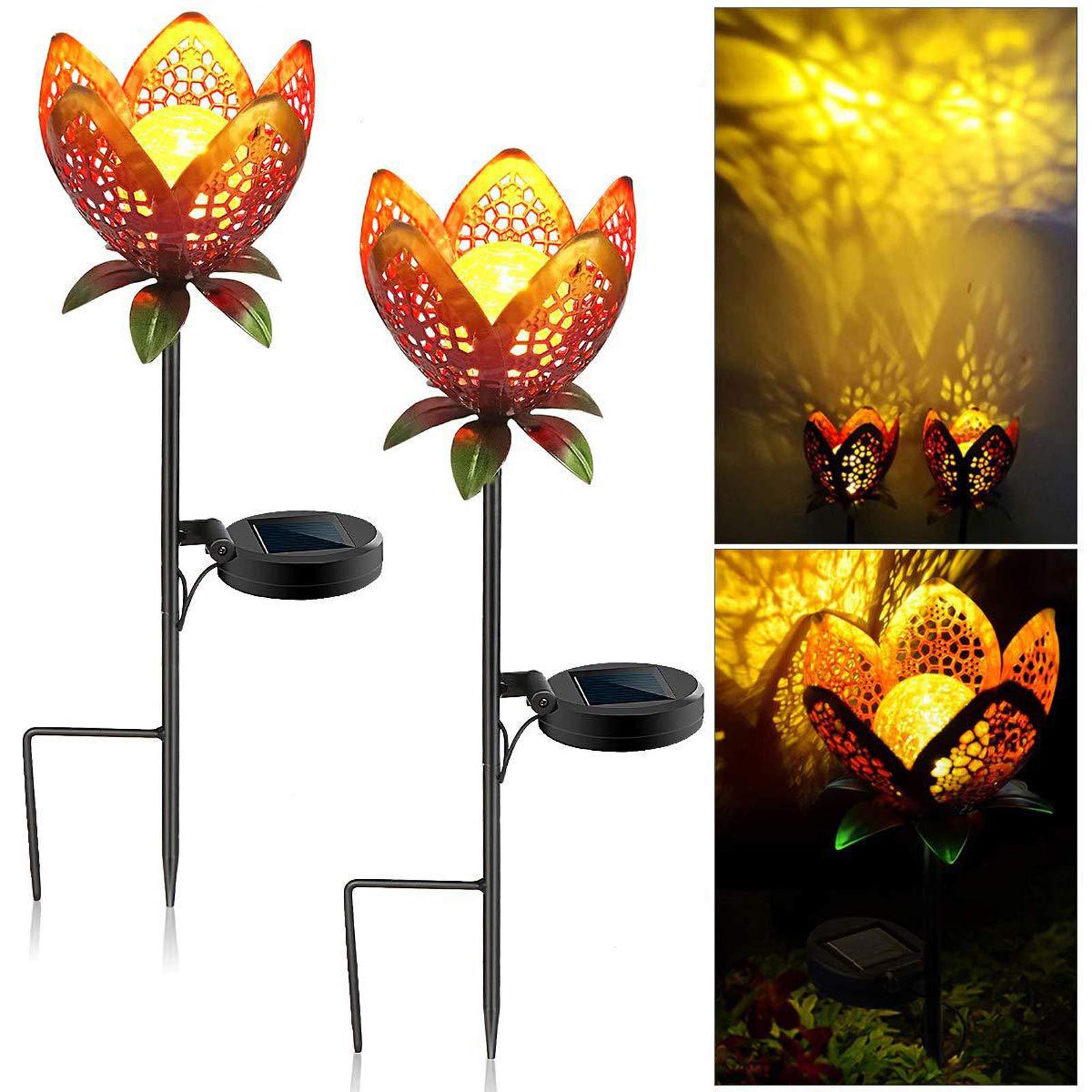 2 Pack Solar Garden Lights Outdoor, Waterproof Solar Stake Lights with Crackle Glass Ball - Decorative Solar Landscape Lighting for Pathway, Lawn, Patio & Yard | Perfect for Garden Decor, Walkway Illumination & Backyard Ambiance