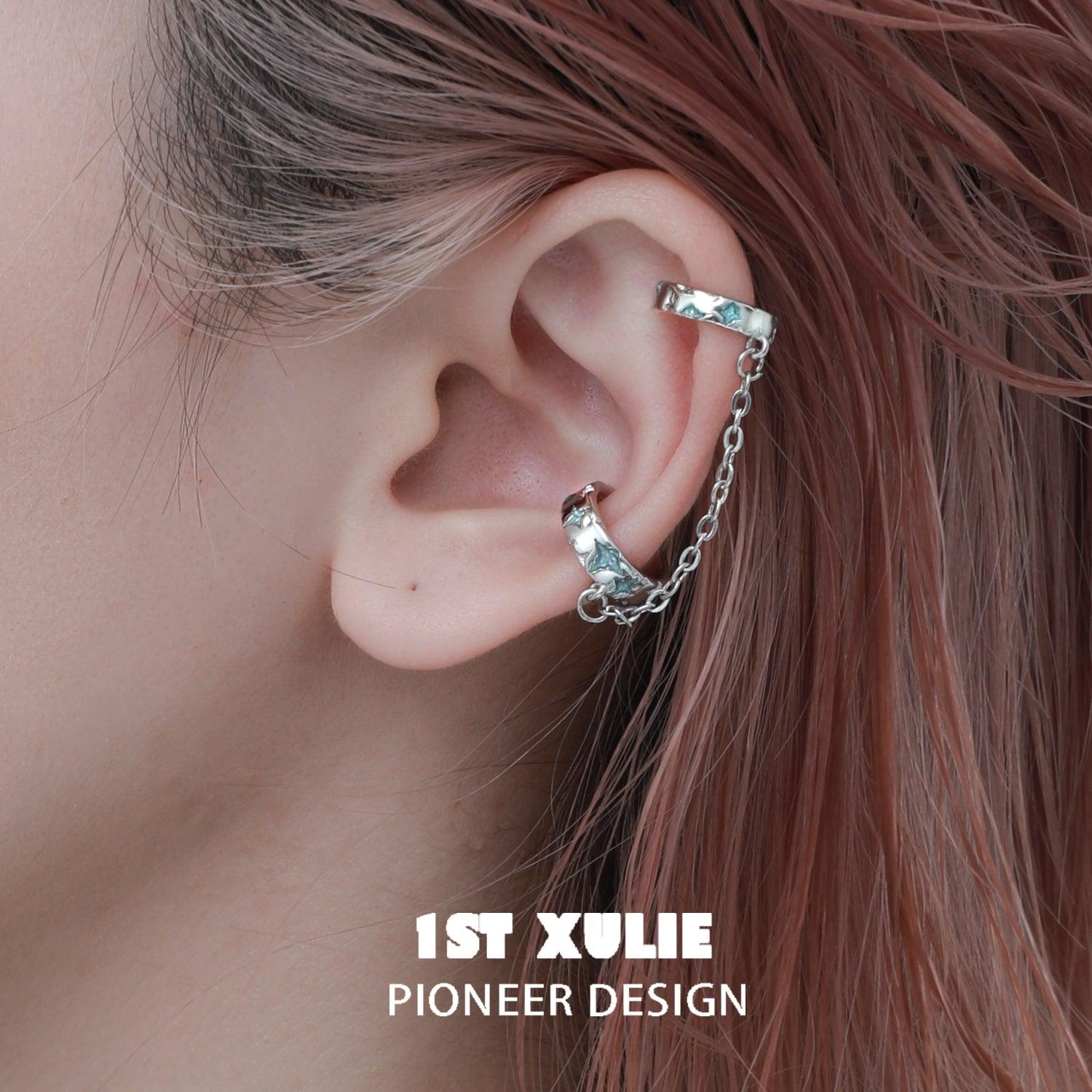 Starry Night Chain Ear Clips™ - Dainty Silver Drop Earrings for Women, Boho Chic Jewelry Gift - Perfect for Parties, Date Nights & Special Occasions