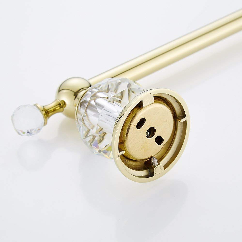 Golden Bathroom Accessories Set - Crystal Towel Bar & Wall Mounted Hooks for Luxury Bathrooms