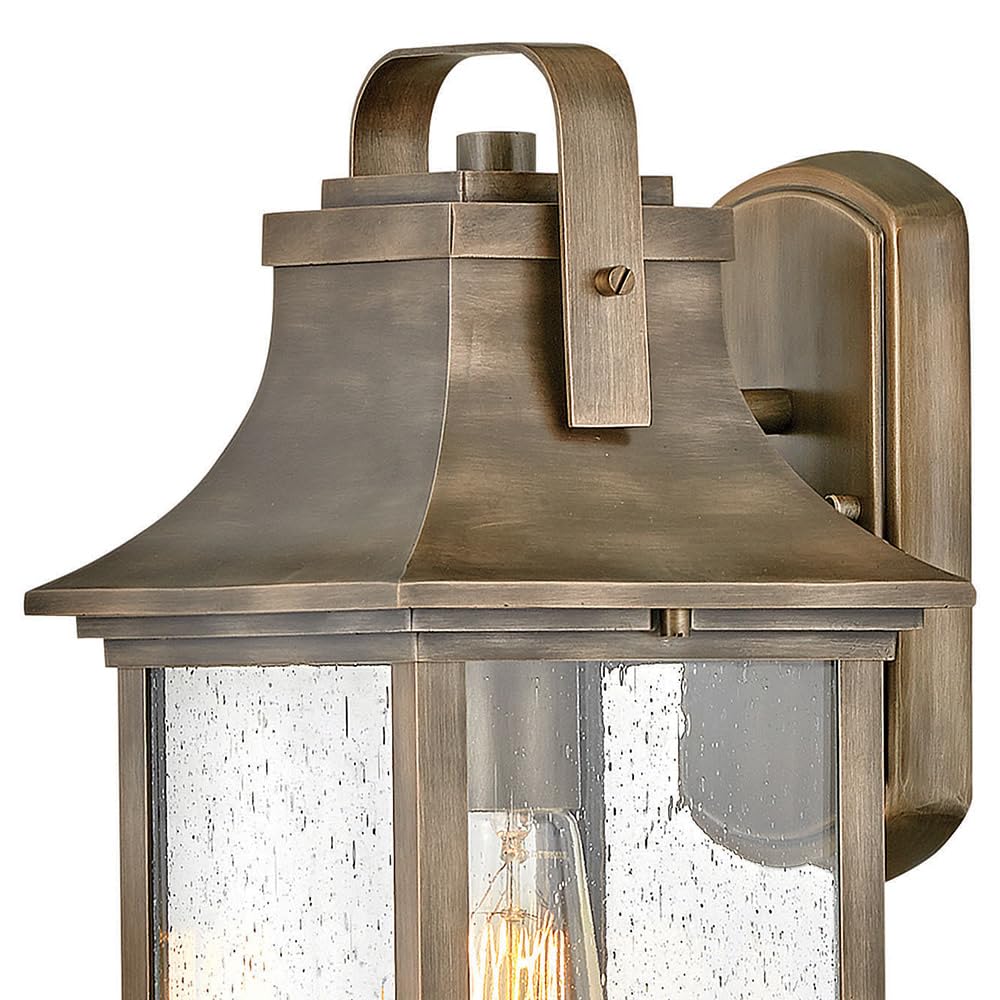 Hinkley Grant Collection One Light Small Outdoor Wall Mount - Burnished Bronze with Clear Seedy Glass - Perfect for Porch, Patio, Garden & Entryway Lighting