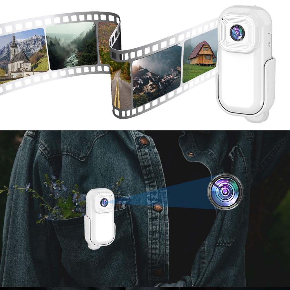 Louttary 1080P Mini WiFi Sports Camera with LCD Screen - Waterproof Action Cam for Outdoor Adventures, Cycling, Hiking & Vlogging (White) - 1 Set