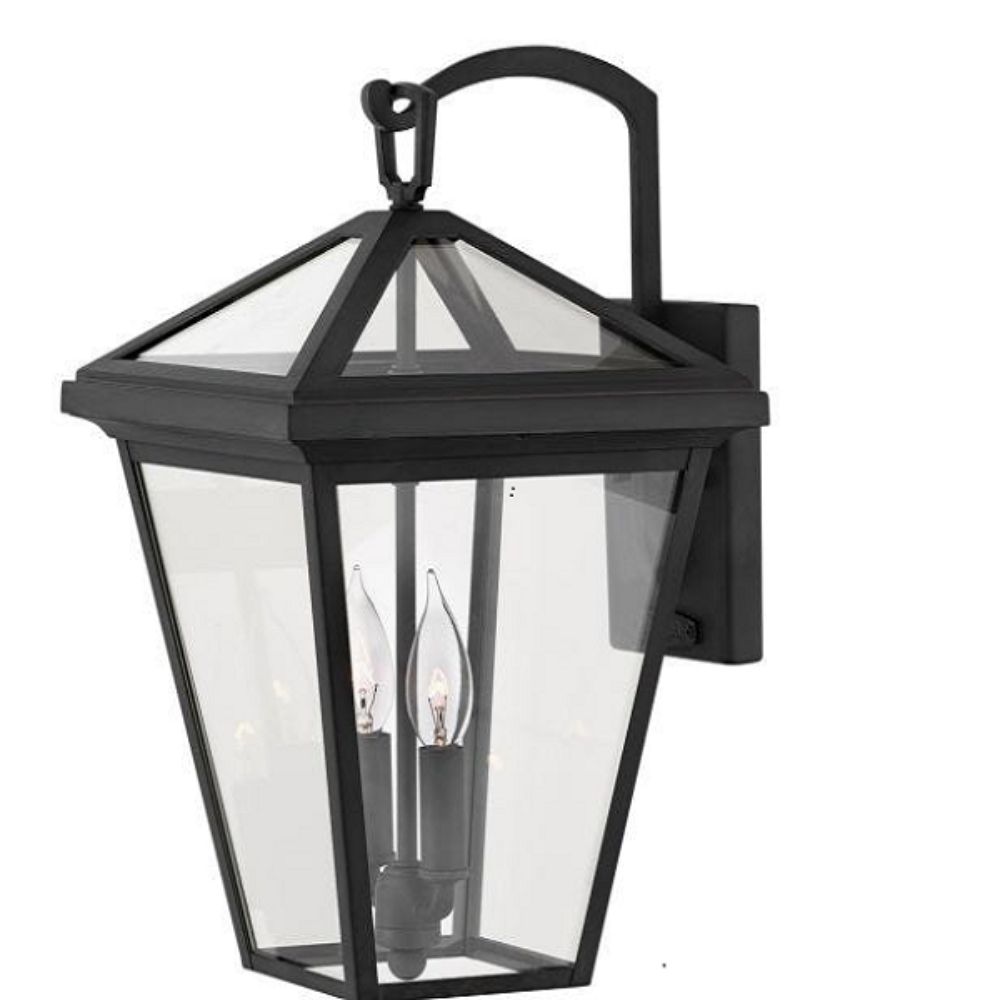 Abraham Wall Mount Lantern - Outdoor Vintage Sconce Lighting for Porch, Patio & Garden - Weather-Resistant Black Metal Fixture with Clear Glass