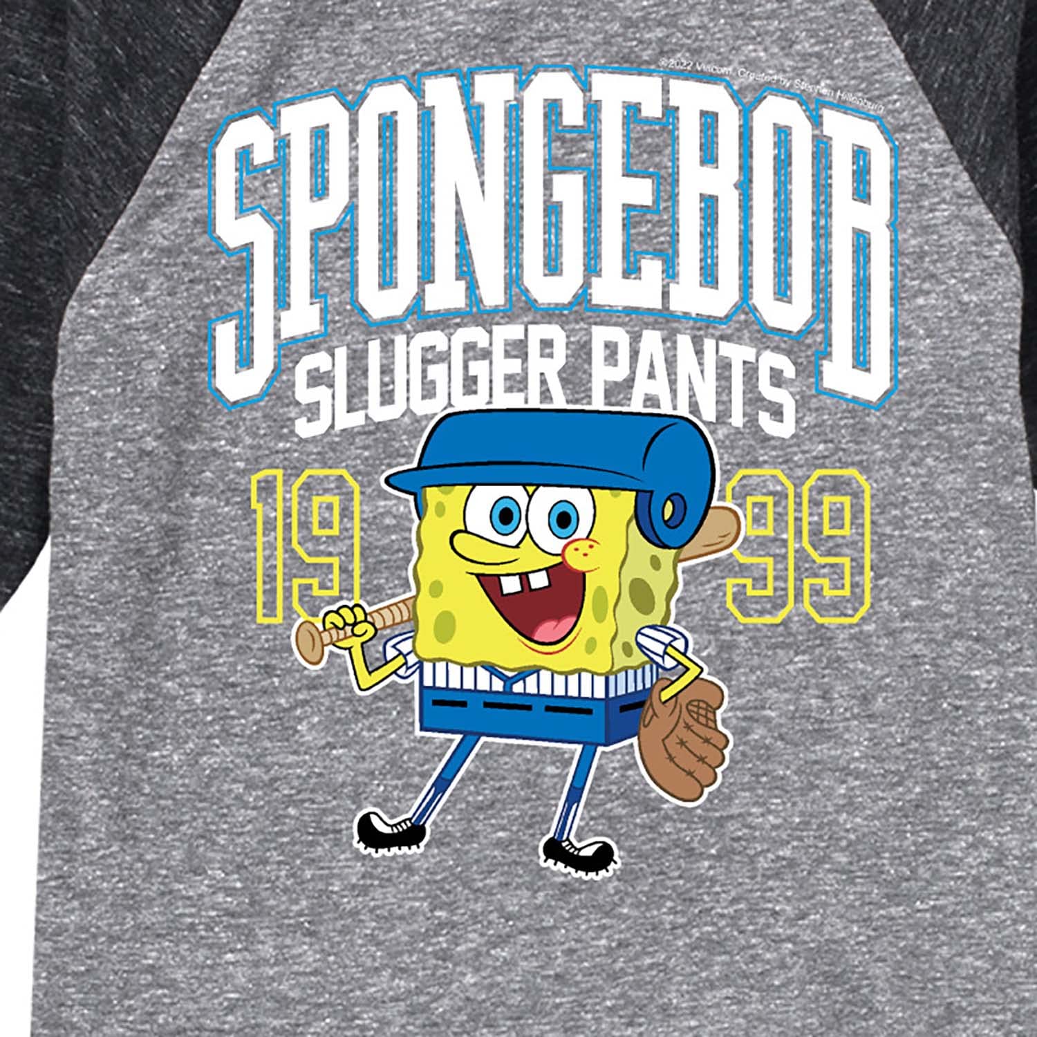 HYBRID APPAREL Spongebob Squarepants Graphic T-Shirt | Toddler & Youth Raglan Tee | Soft Cotton Baseball Shirt for Kids | Perfect for Cartoon Lovers, Birthday Gifts & Casual Wear