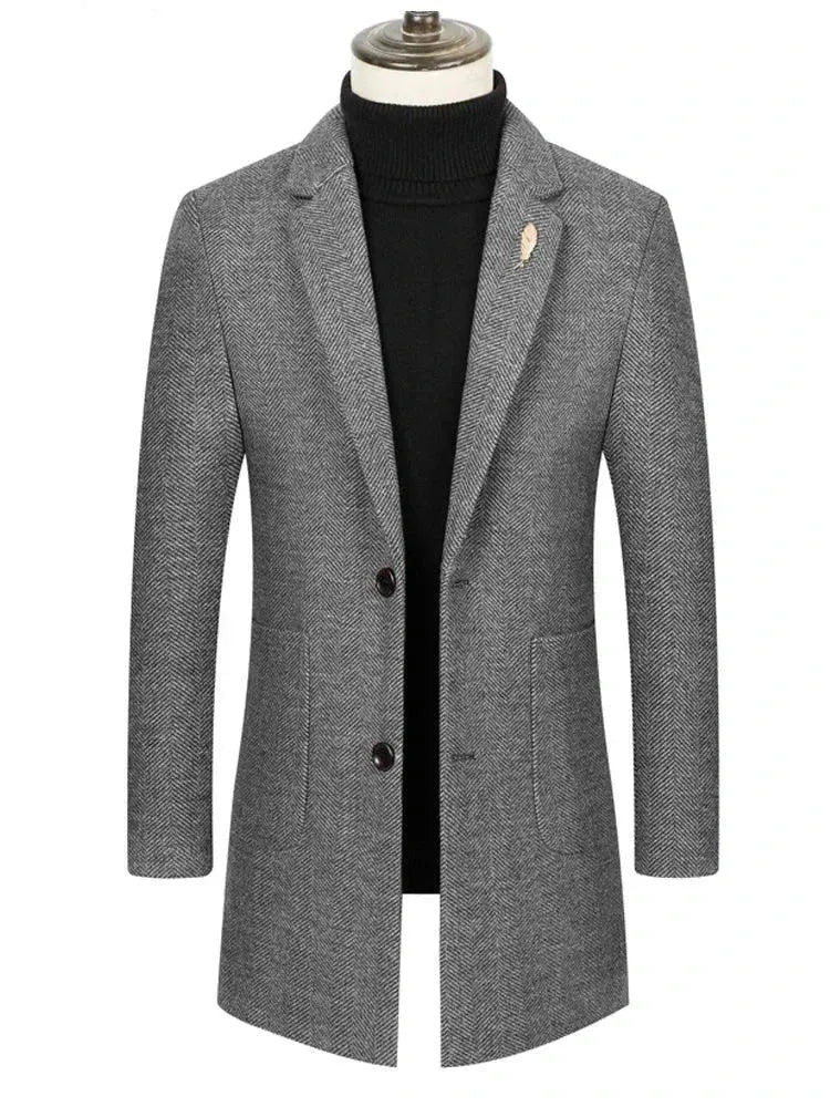 Single-Breasted Men's Coat - Classic Slim Fit Wool Overcoat for Business & Formal Wear | Perfect for Office, Weddings & Winter Outfits