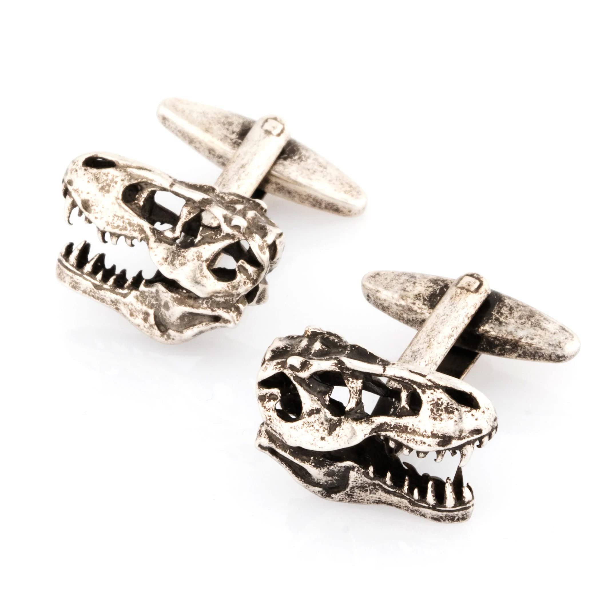 Stylish T-Rex Skull Dinosaur Cufflinks for Men - Premium Stainless Steel Dinosaur Bone Jewelry - Perfect for Formal Wear, Business Meetings & Gifts
