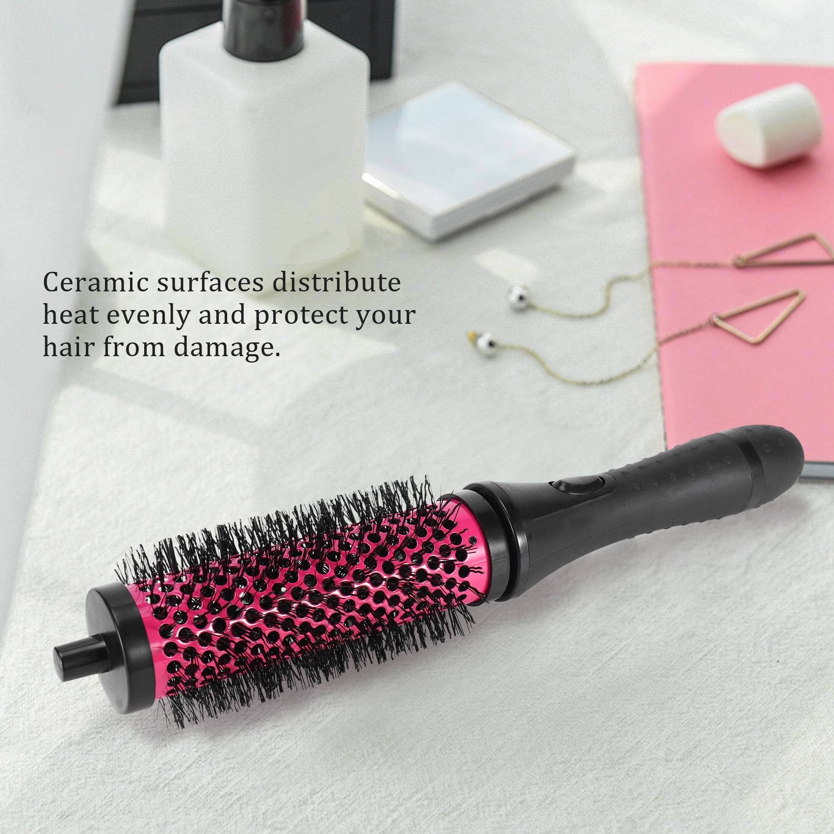 RETTI 6-Piece Round Hair Brush Set with Detachable Handle - 3 Sizes (Small, Medium, Large) Ceramic Barrel Hair Roller Brush with Positioning Clips - Professional Hair Styling Tools for Salon & Home Use - Perfect for Curling, Blowouts & Volume Styling