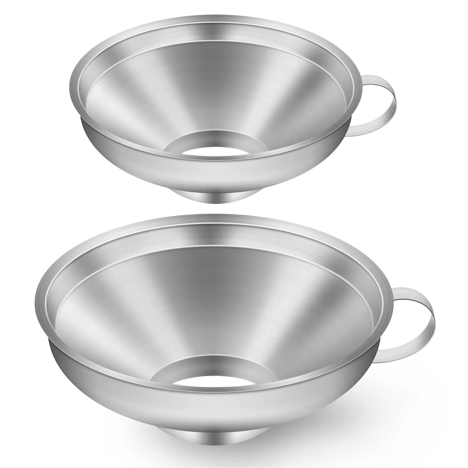2 Pack Stainless Steel Canning Funnel for Wide & Regular Mouth Mason Jars - Heavy Duty Kitchen Funnel with Handle for Canning, Pickling, Jam Making & Food Preservation