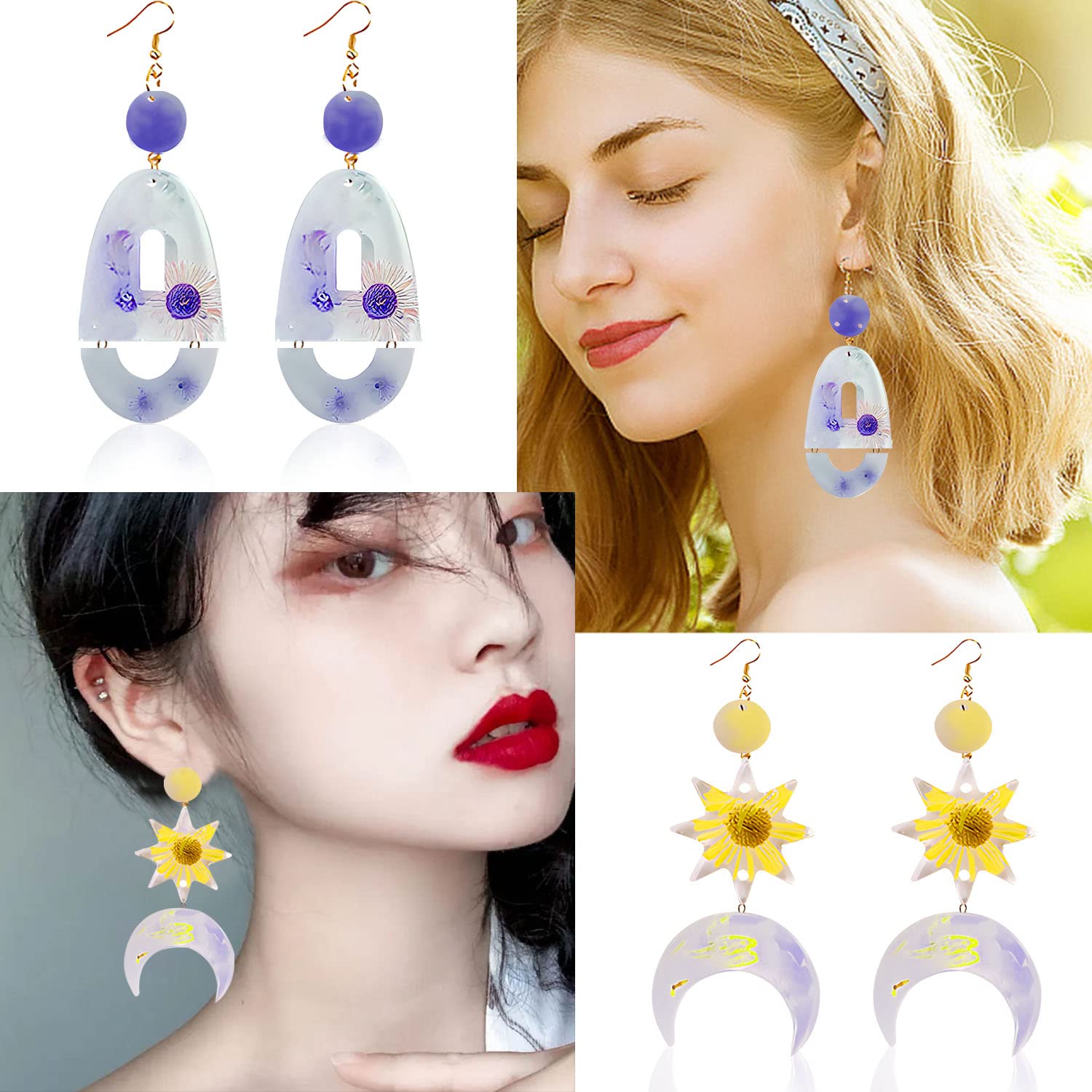 Premium Silicone Resin Jewelry Molds - 2PC Earring Molds with Holes for DIY Crafting | Perfect for Making Unique Earrings, Necklaces, Pendants & Keychains | Ideal for Home Crafting, Gift Making & Small Business Jewelry Production
