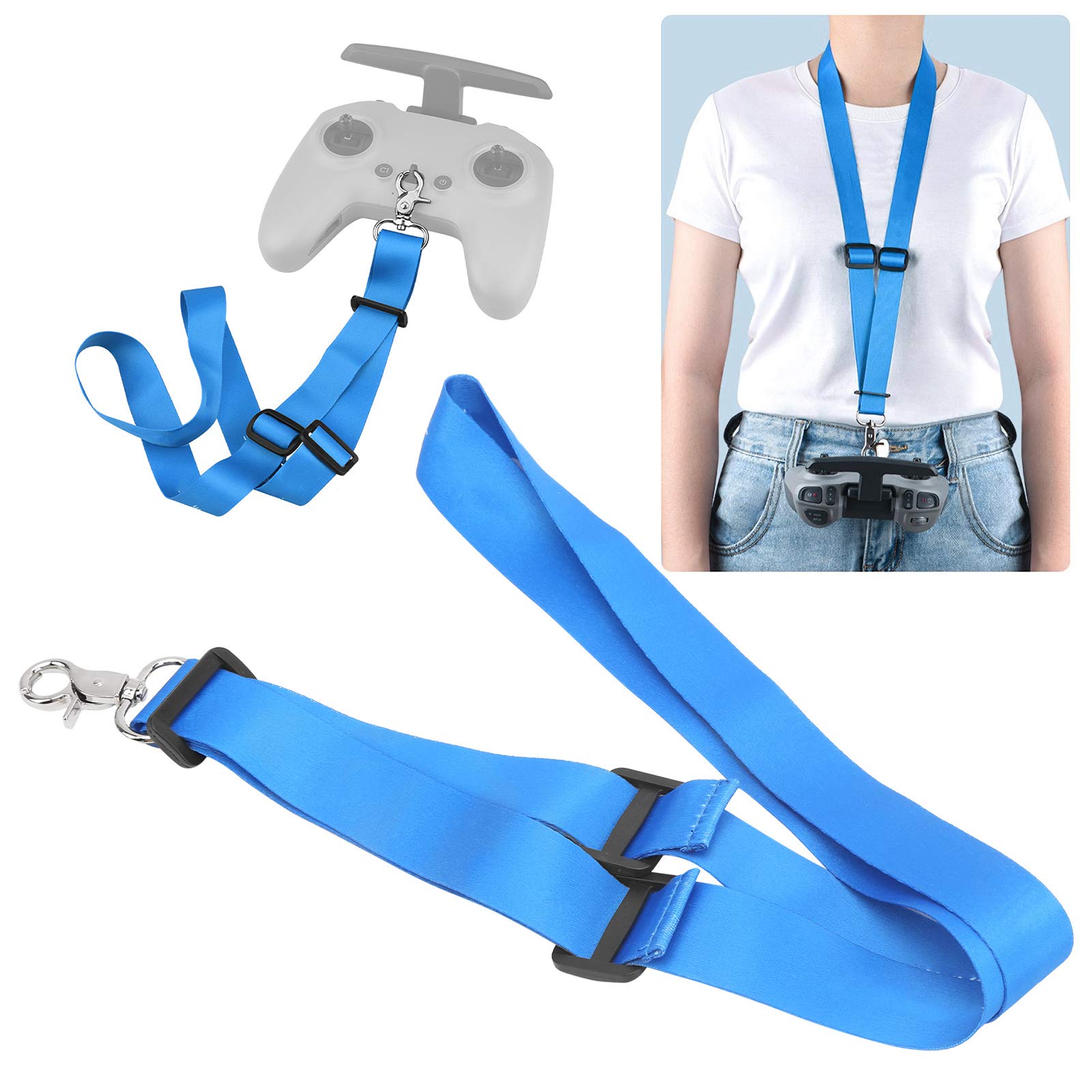 VGEBY Drone Remote Controller Neck Strap - Adjustable Safety Lanyard for FPV Combo & Smart Controllers (Blue) - Perfect for Aerial Photography, Racing Drones & Outdoor Adventures
