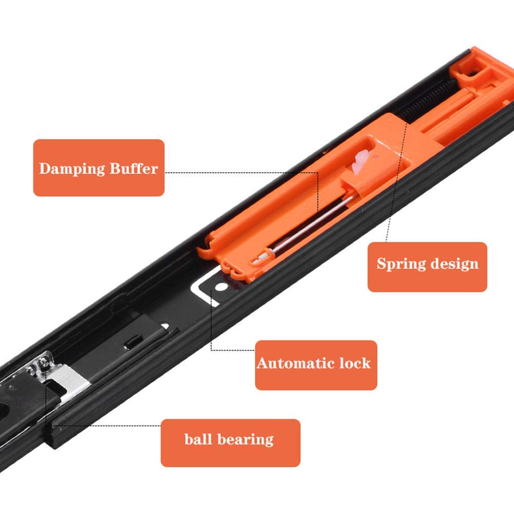 Soft-Close Ball Bearing Drawer Slides 18 Inch (450mm) - Push to Open 3-Stage Full Extension Cabinet Runners with Locking Mechanism for Kitchen, Bedroom & Office Furniture Organization
