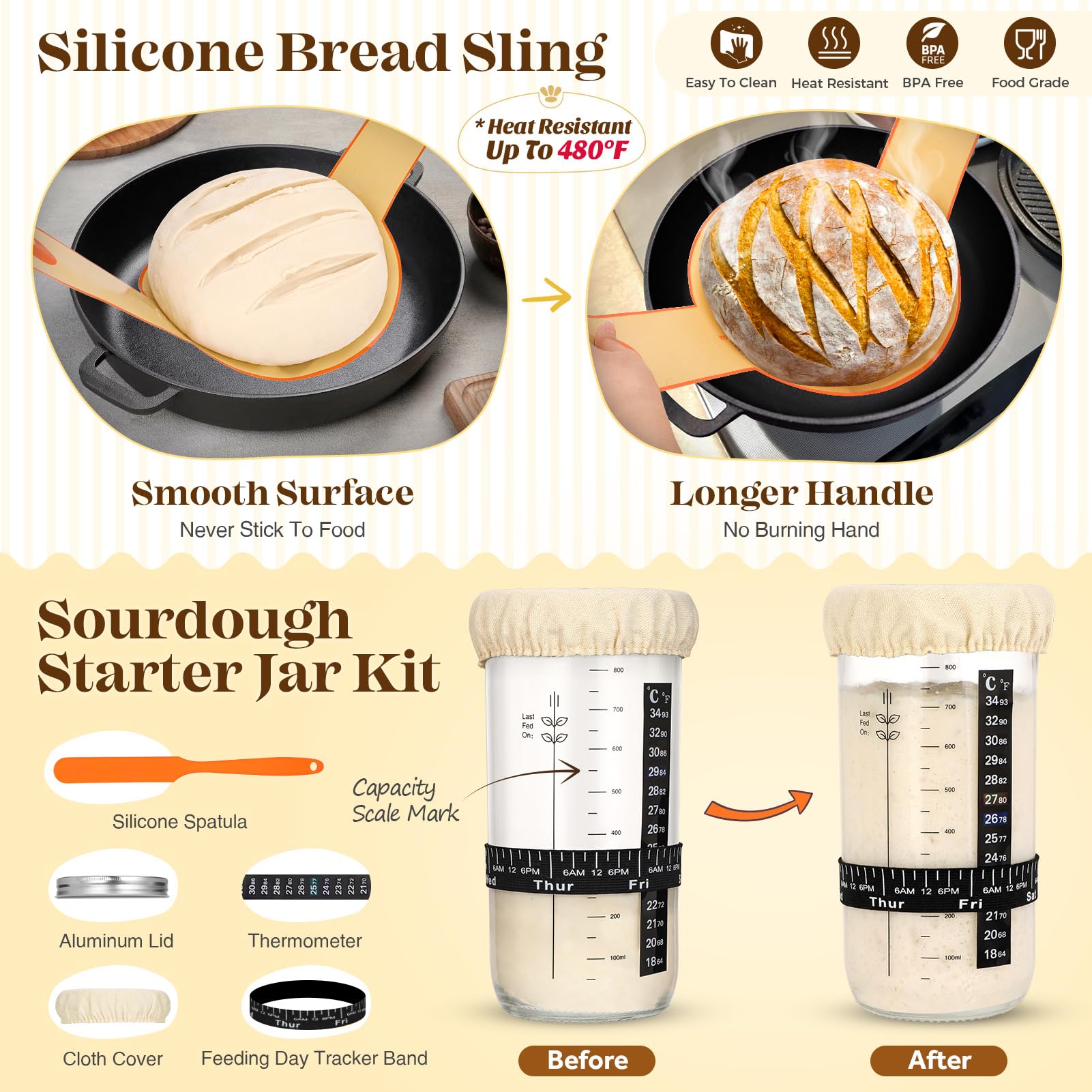 **Premium Sourdough Bread Baking Kit - Complete Starter Kit with Proofing Basket & Tools - Best Gift for Bakers, Women, Wives & Moms - Perfect for Homemade Artisan Bread & Baking Enthusiasts**