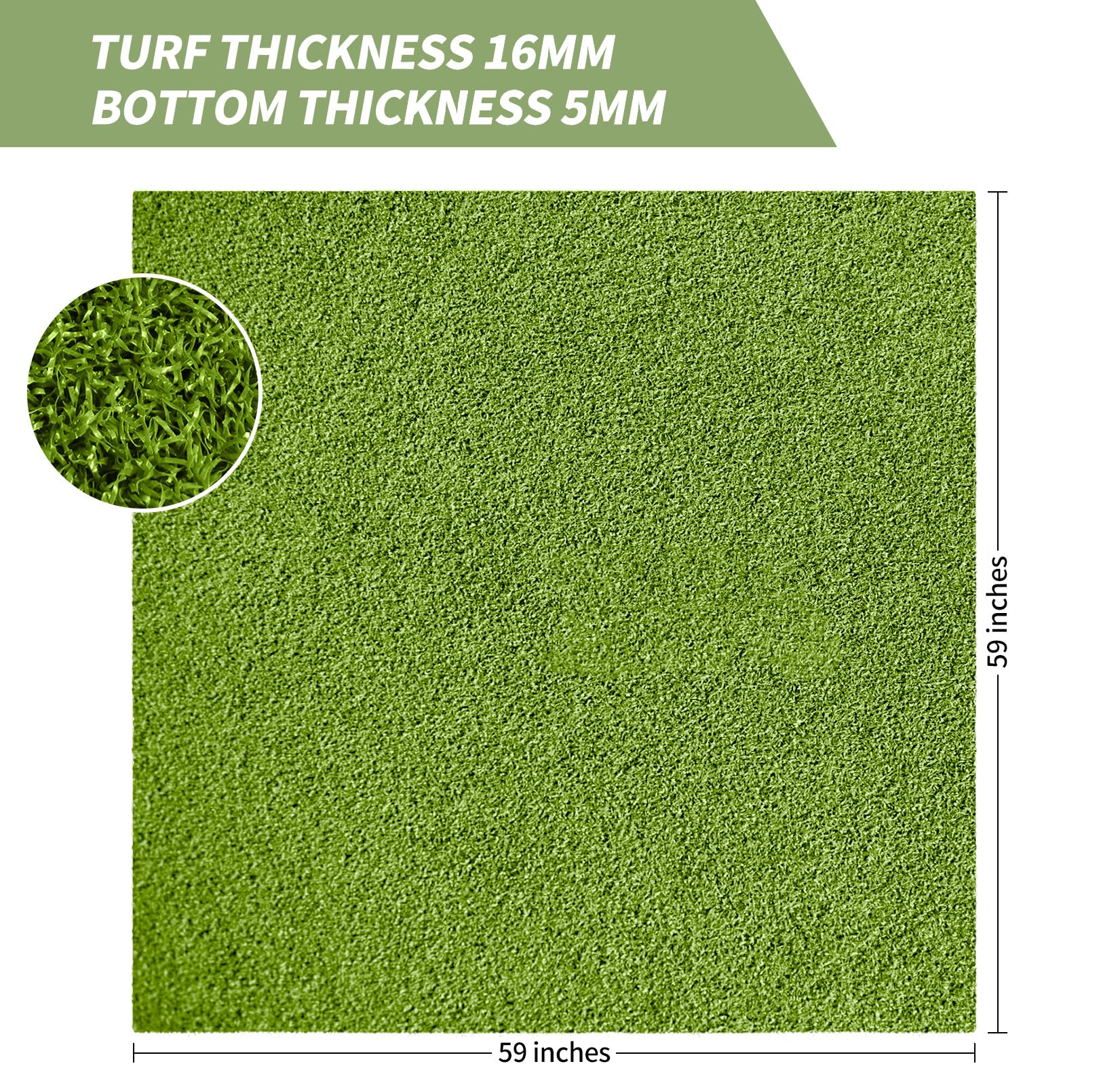 Premium 5x5 ft Golf Practice Mat - Thickened Indoor/Outdoor Golf Training Mat for Home & Lawn - Perfect for Swing Drills, Chipping & Putting Practice - Ideal for Backyard, Garage & Golf Course Training