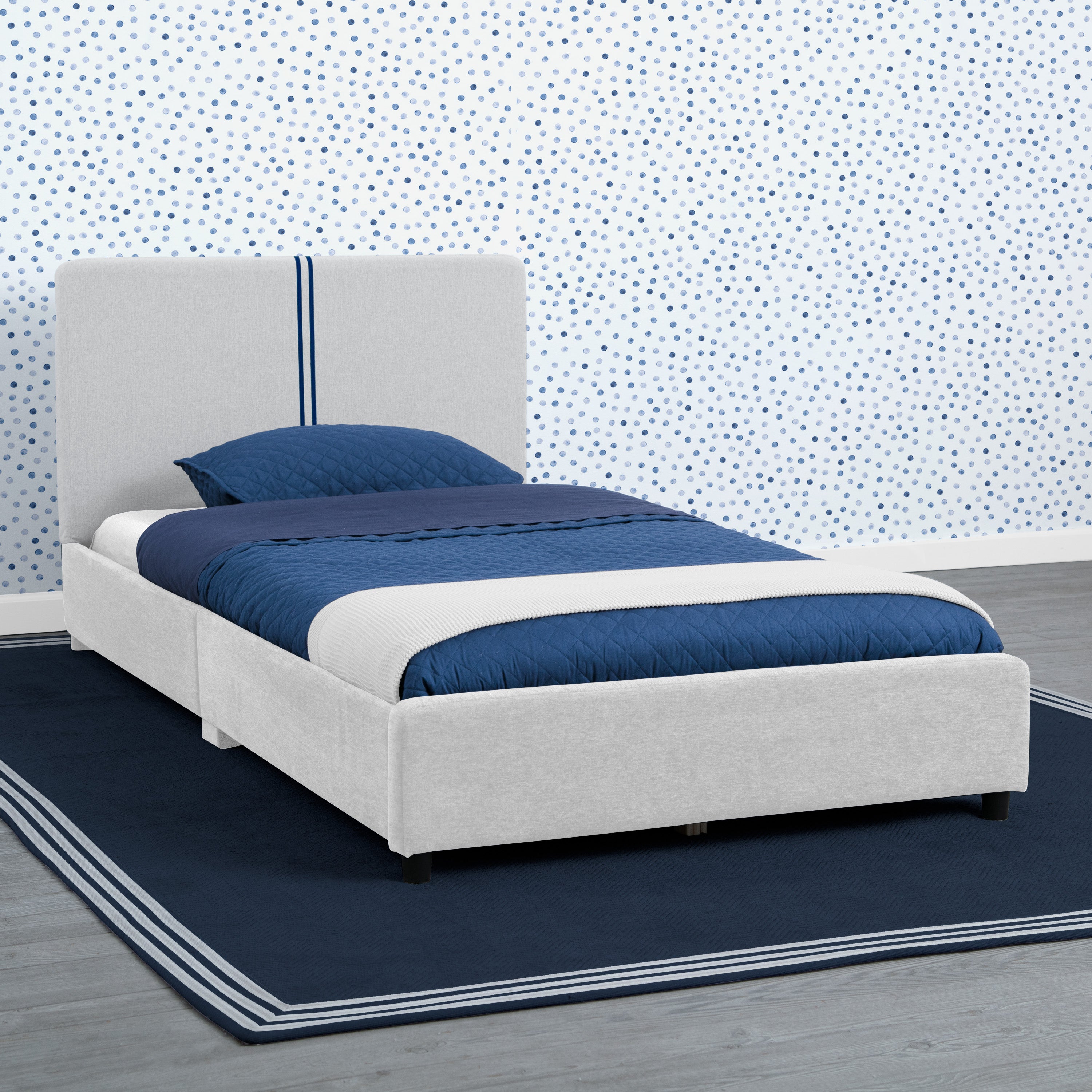 Upholstered Twin Bed with Headboard - Soft Fabric Bed Frame for Kids & Teens - Perfect for Bedrooms, Dorms & Guest Rooms