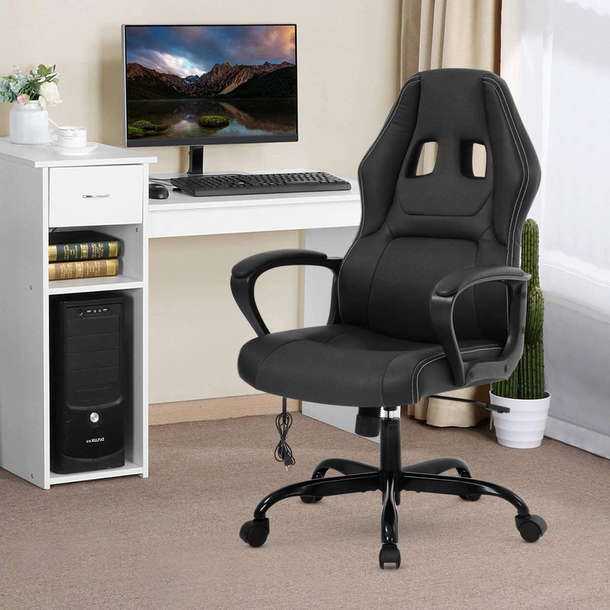 Ergonomic Gaming Office Chair - Adjustable Computer Desk Chair with Lumbar Support for Home, Work & Gaming - Perfect for Long Hours of Work or Play