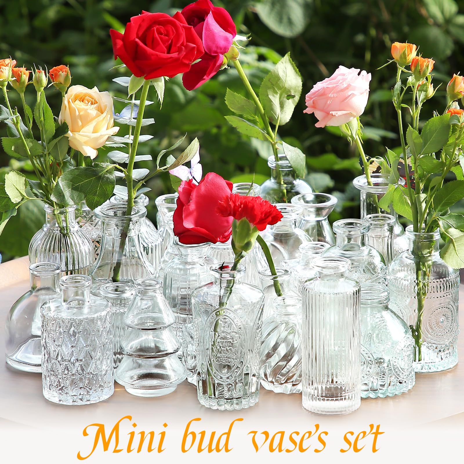 30 Pcs Mini Clear Glass Bud Vases - Small Flower Vases for Wedding Centerpieces, Birthday Party, Anniversary & Baby Shower Decor - Perfect for Table Decorations, Floral Arrangements and Special Events
