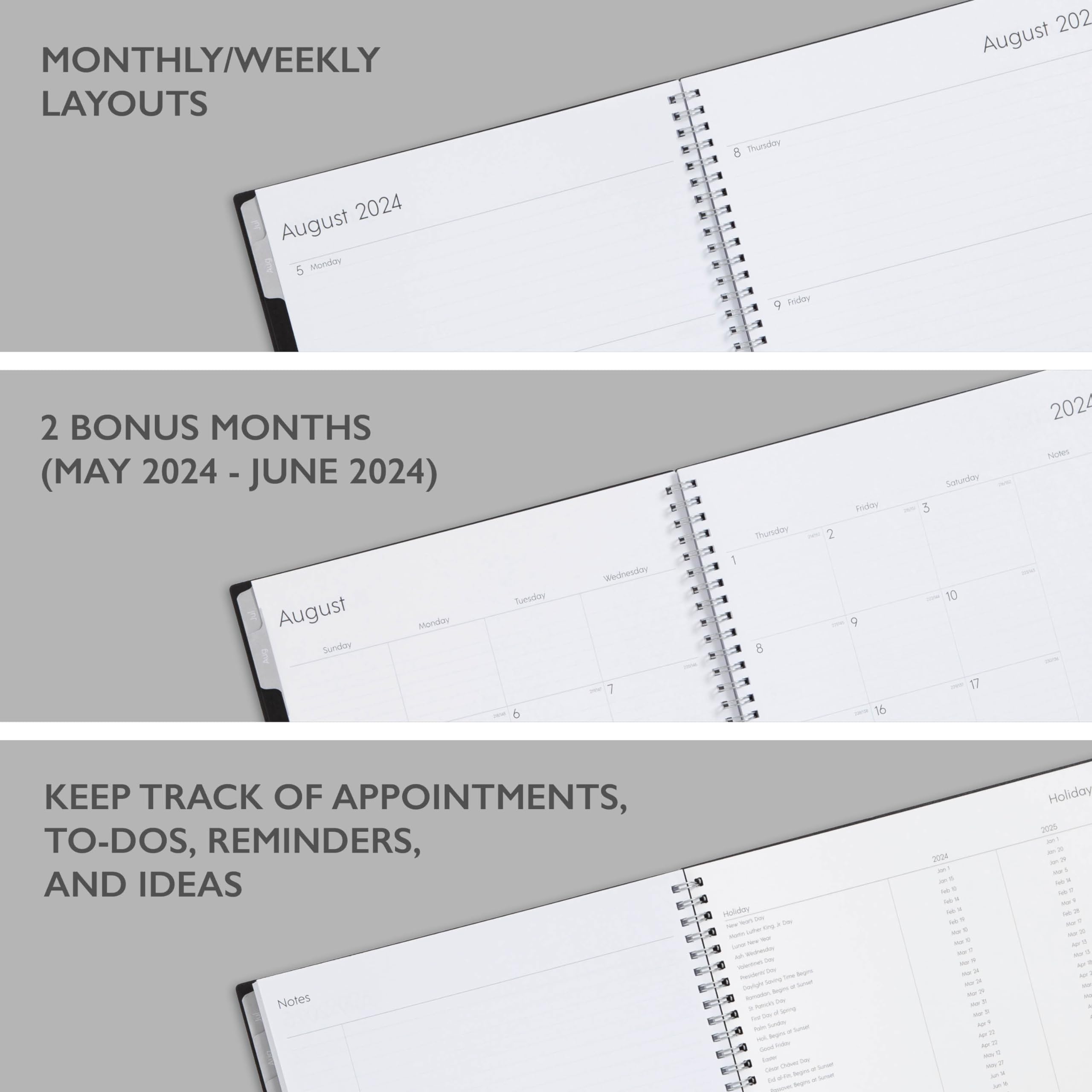 Blue Sky 2024-2025 Academic Planner - July 2024 to June 2025 Weekly & Monthly Calendar, 8.5