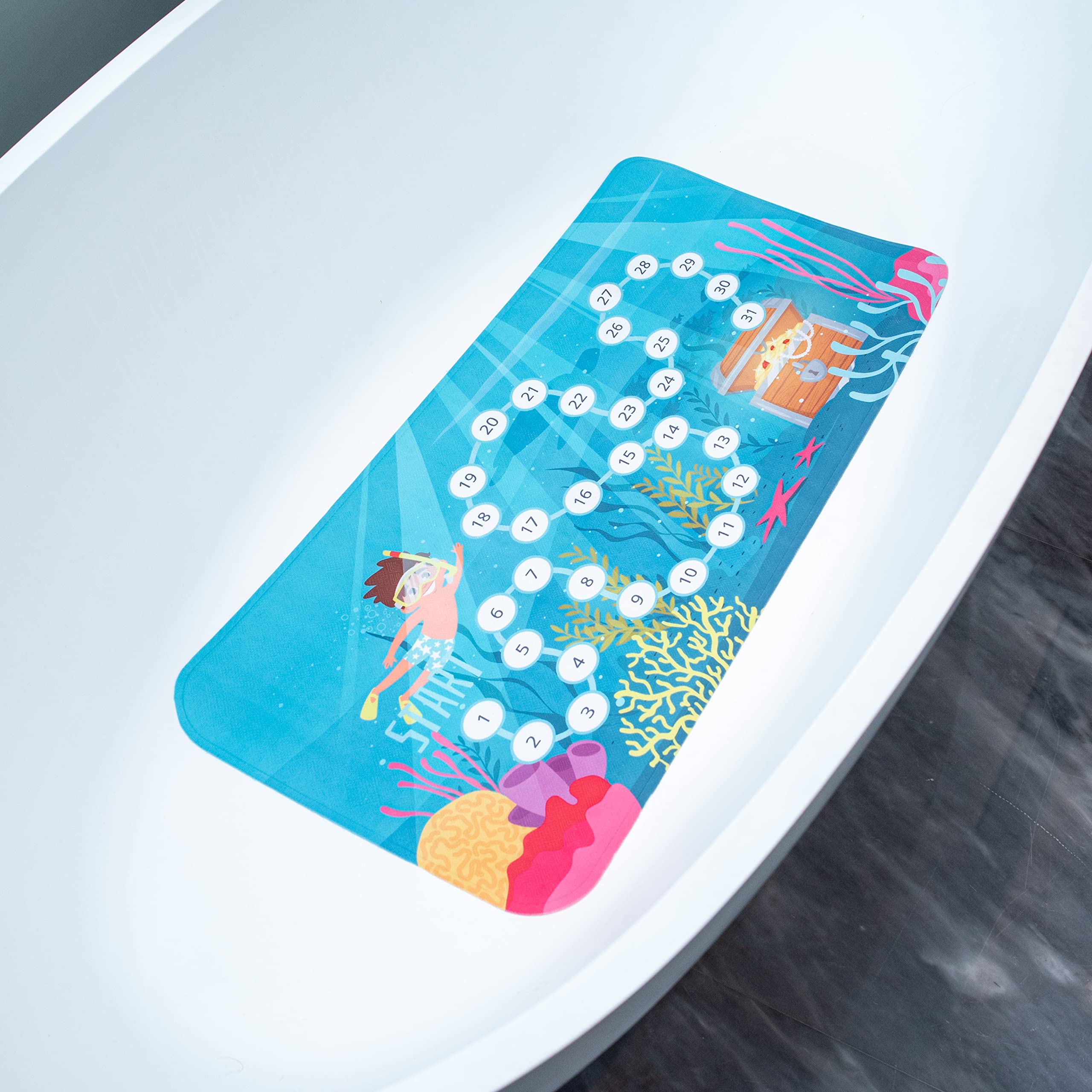 ShineCozy Cartoon Kids Bath Mat - Non-Slip Bathtub Mat 35x16 Inch XL Large Size, Soft & Absorbent Shower Mat for Bathroom Floor Safety (Numbers) - Perfect for Kids' Bath Time, Nursery Decor & Toddler Safety