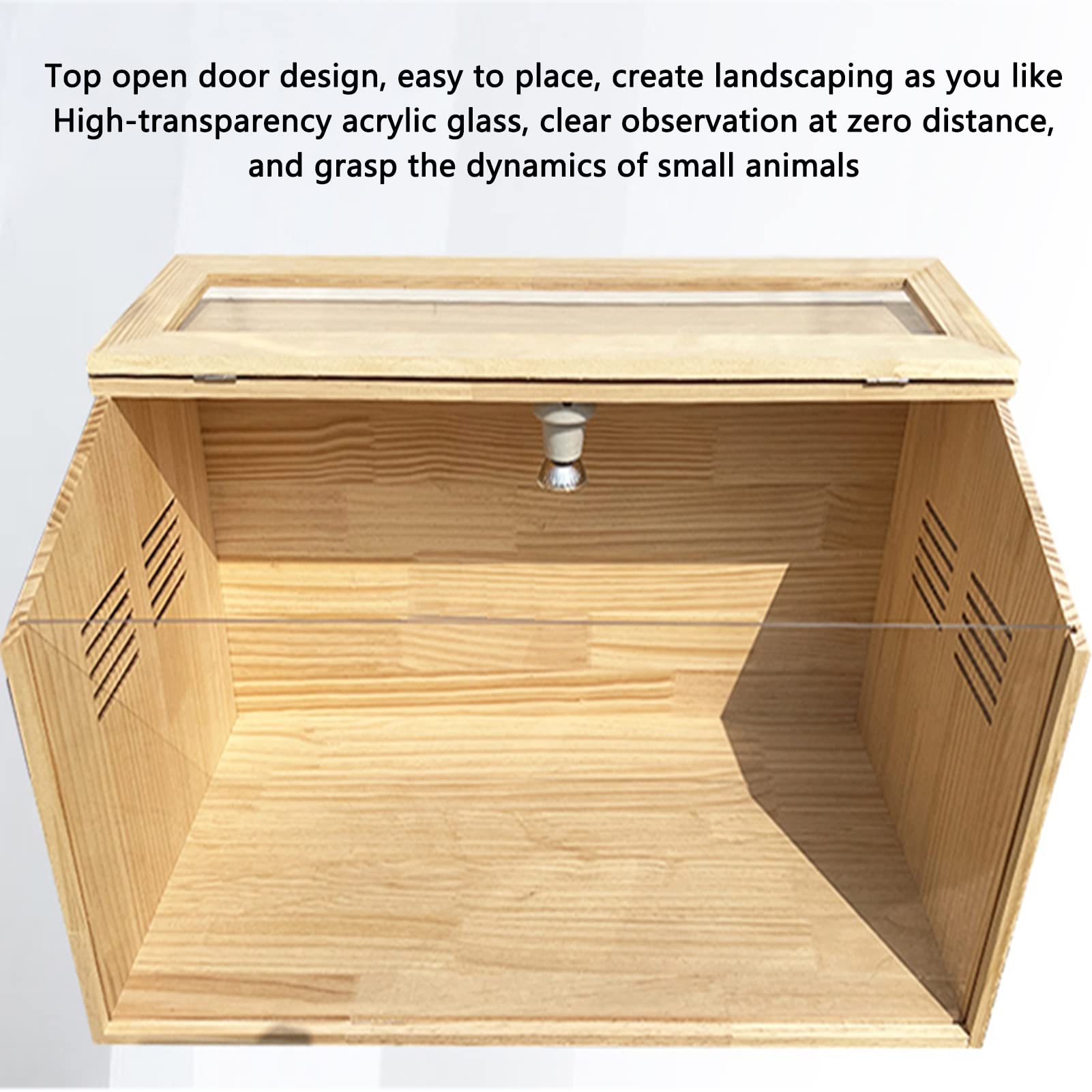 Premium Wooden Breeding Box & Clear Acrylic Reptile Terrarium - Small Animal Habitat for Rutin Chickens, Hamsters, Hedgehogs, Lizards & Tortoises | Ideal for Pet Climbing, Feeding & Natural Habitat Simulation