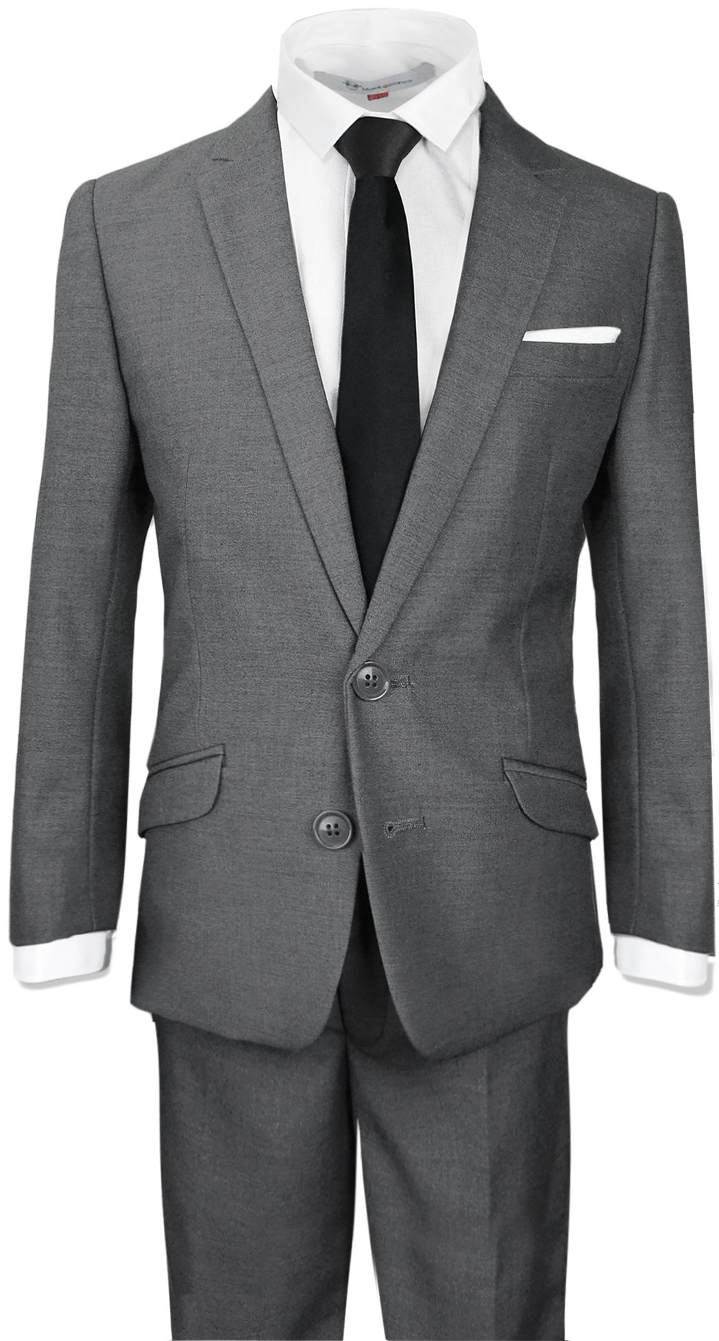 Black n Bianco Signature Boys' Slim Fit Suit Set - Formal Blazer, Dress Pants & Tie Outfit for Weddings, School Events & Special Occasions