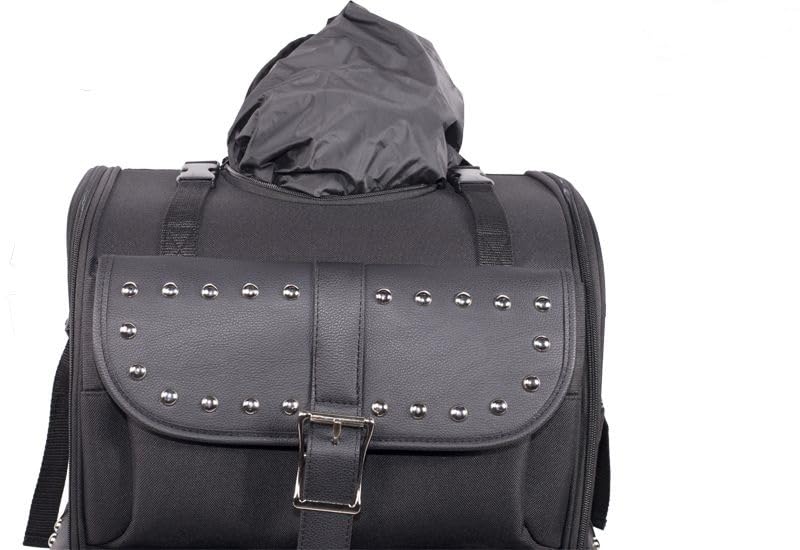 Excelsior International Motorcycle Large Sissy Bar Travel Bag - Black Waterproof Backpack for Harley, Cruiser & Touring Bikes - Perfect for Road Trips & Long-Distance Riding