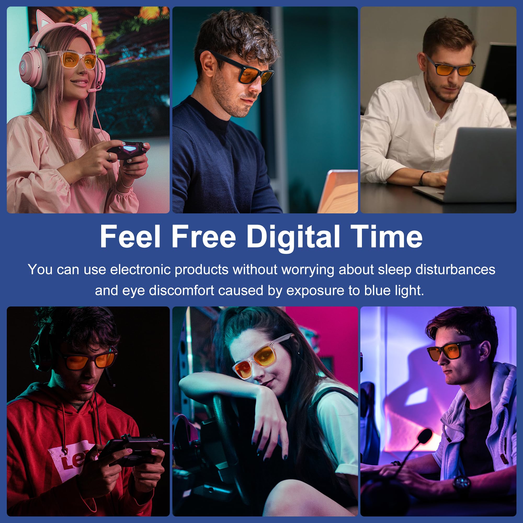 Blue Light Blocking Glasses for Sleep & Gaming - 99.9% UV Protection with Dual AR Coatings & Amber Orange Lens - Reduce Eye Strain for Computer Work, Nighttime Use & Screen Time Relief