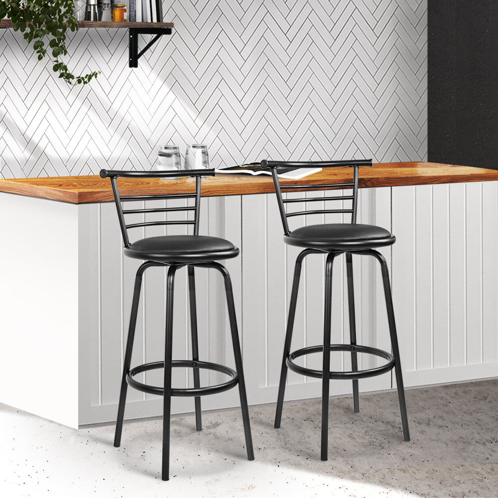 2 Pack Swivel Bar Stools with Leather Padded Seat and Metal Frame - Perfect for Kitchen Island, Home Bar or Breakfast Nook