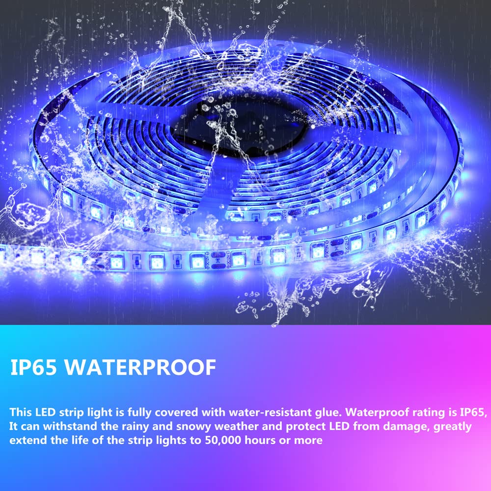 12V 16.4FT Waterproof LED Boat Lights - Marine Strip Lighting for Deck & Night Fishing (Blue)