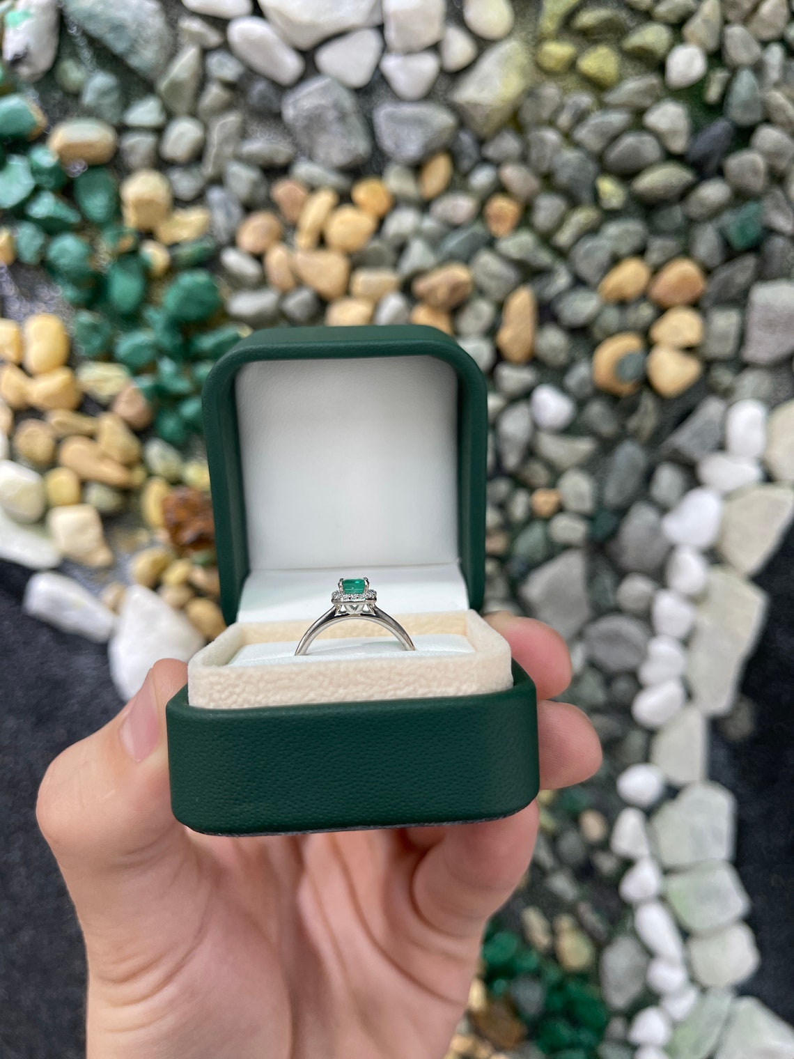 1.21tcw Natural Emerald Cut Diamond Halo Engagement Ring in 14K White Gold - Perfect for Proposals, Anniversaries & Bridal Jewelry