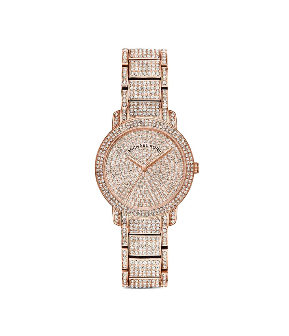 Michael Kors MK6458 Women's Rose Gold-Tone Pave Glitz Watch with Crystal Accents | Elegant Dress Watch for Women, Perfect for Parties, Weddings & Special Occasions
