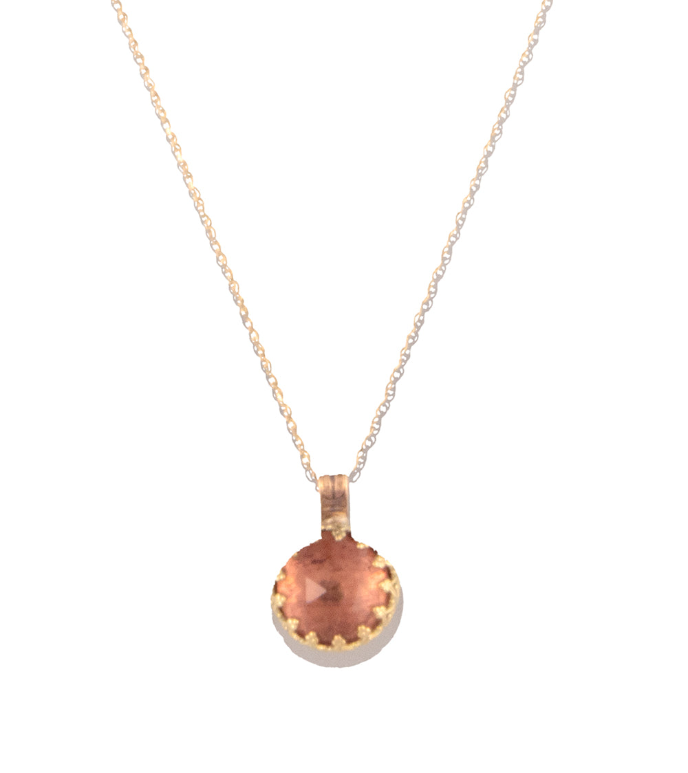 Galit Pink Tourmaline Faceted Round Cabochon Necklace - Elegant Gemstone Jewelry for Women, Perfect for Date Night & Special Occasions
