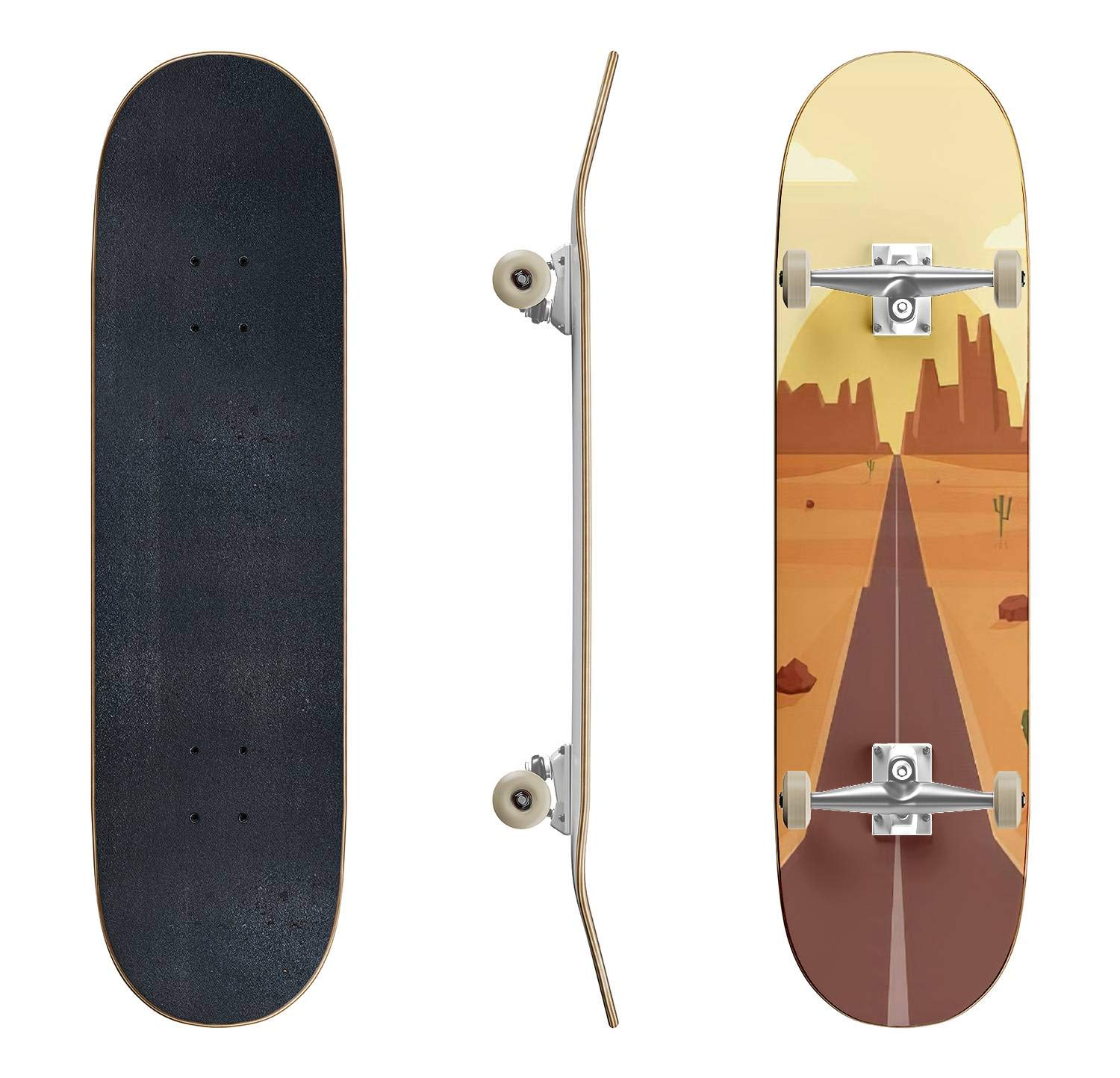 Premium Classic Concave Skateboard for Beginners & Professionals - Desert Landscape Design Longboard for Extreme Sports & Teen Gifts | Perfect for Street Skating, Commuting & Outdoor Adventures