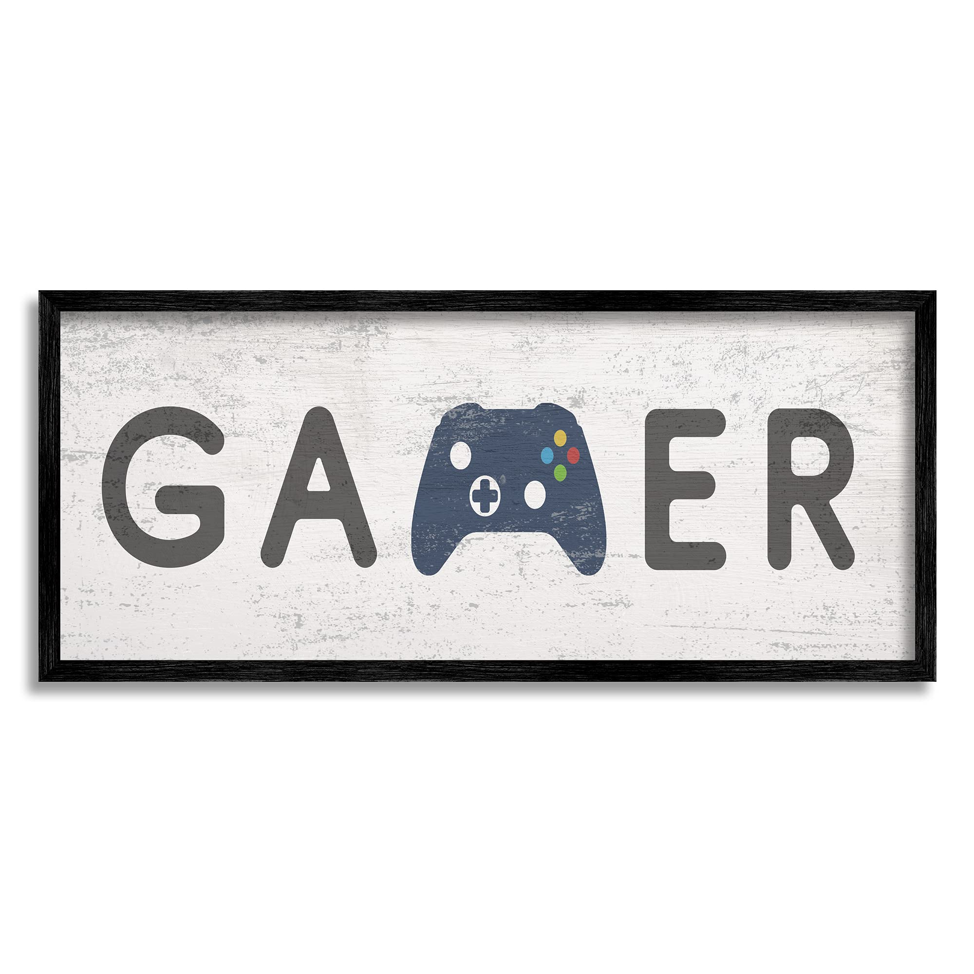 Stupell Industries Gamer Typography Kids' Video Game Controller Wall Art Sign - Black Framed 10