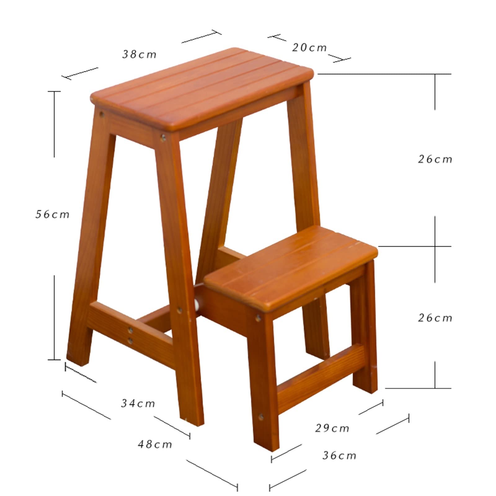 2-Step Heavy Duty Dual-Use Creative Ladder - Step Stool & Climbing Stool, Non-Slip Safety Design (Brown) - Perfect for Home, Office, Garage & DIY Projects