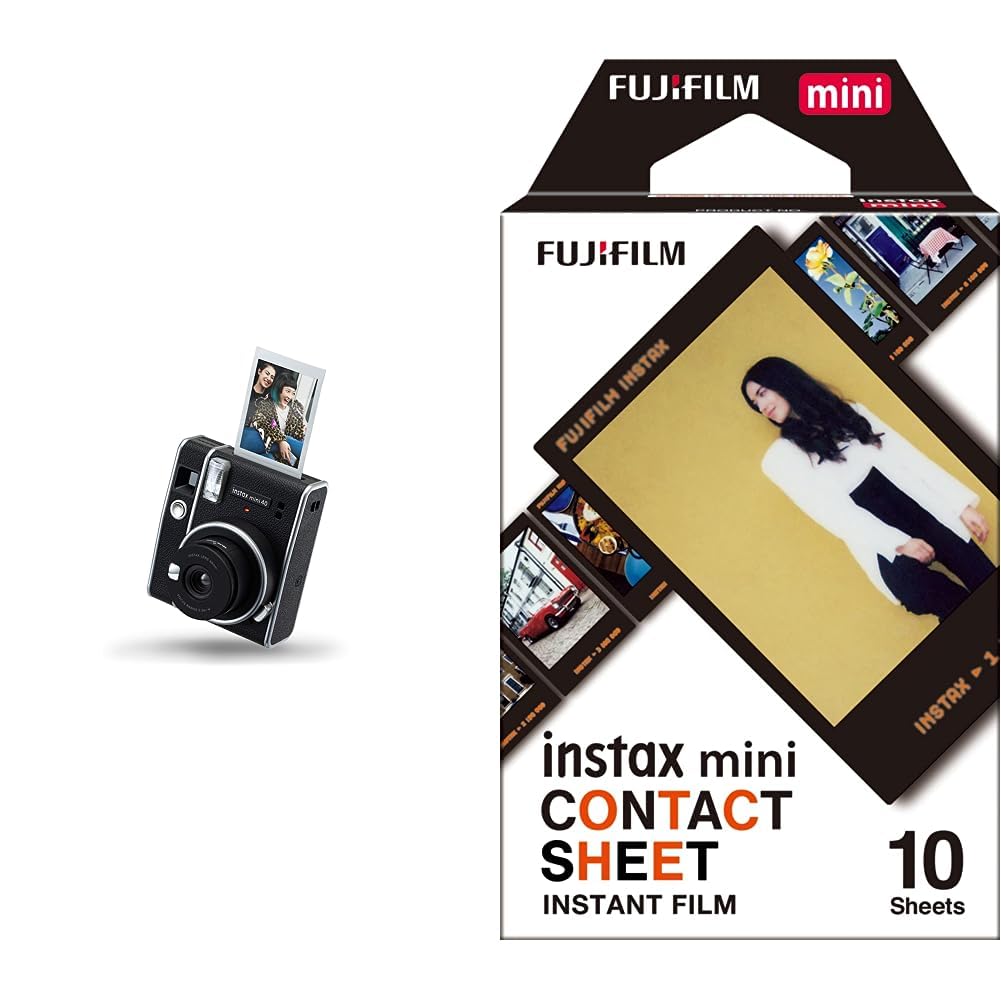 Instax Mini 40 Instant Camera Bundle with Official Case & 10-Pack Mini Film (Contact Sheet Border) - Perfect for Travel, Parties & DIY Scrapbooking