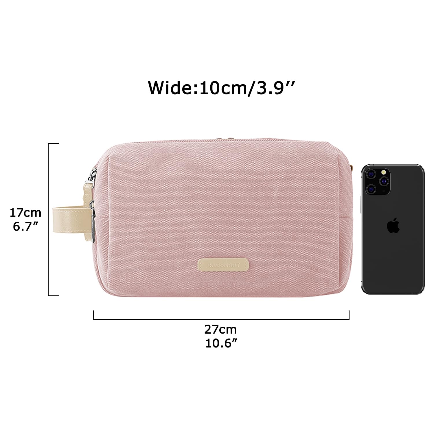 BAGSMART Waterproof Travel Toiletry Bag for Women - Pink Medium Cosmetic Makeup Organizer with Multiple Pockets | Perfect for Vacation, Gym, Business Trips & Daily Essentials Storage