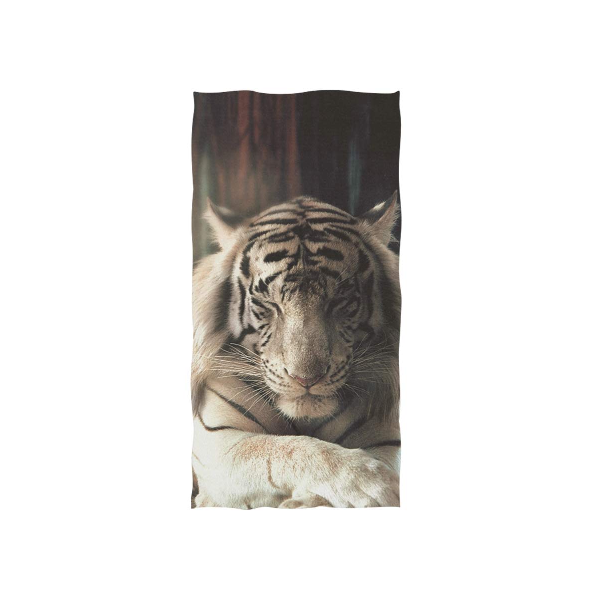 Premium White Tiger Pattern Bath Towel - Ultra Soft, Eco-Friendly, Absorbent (30x15 Inches) for Home, Bathroom, Pool & Gym - Perfect for Spa, Beach & Travel
