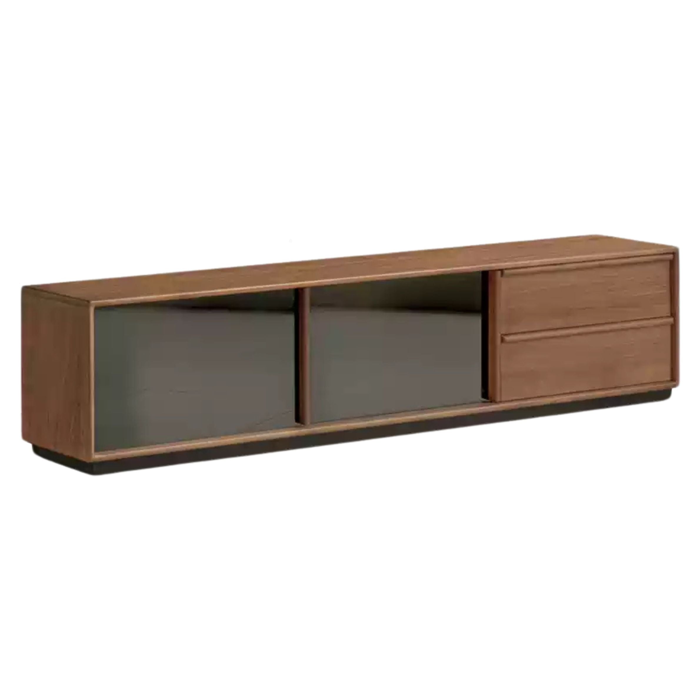 Premium Black Walnut Solid Wood TV Stand - Italian Modern Luxury Design for Living Room & Home Theater Setup