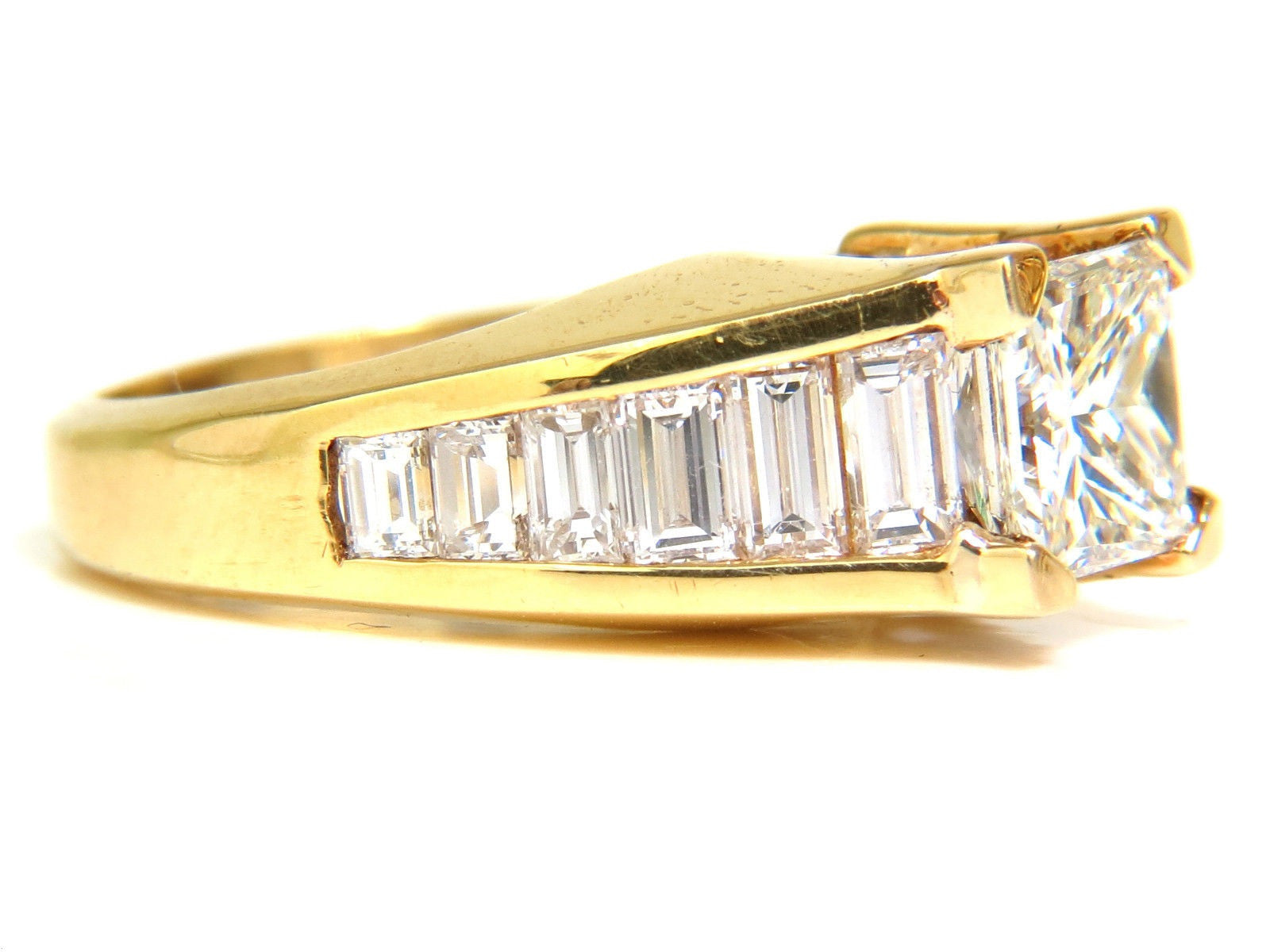 2.90CT 18K White Gold Princess & Baguette Diamond Ring - Vintage Art Deco Style Engagement Ring for Women, Perfect for Weddings, Anniversaries & Special Occasions